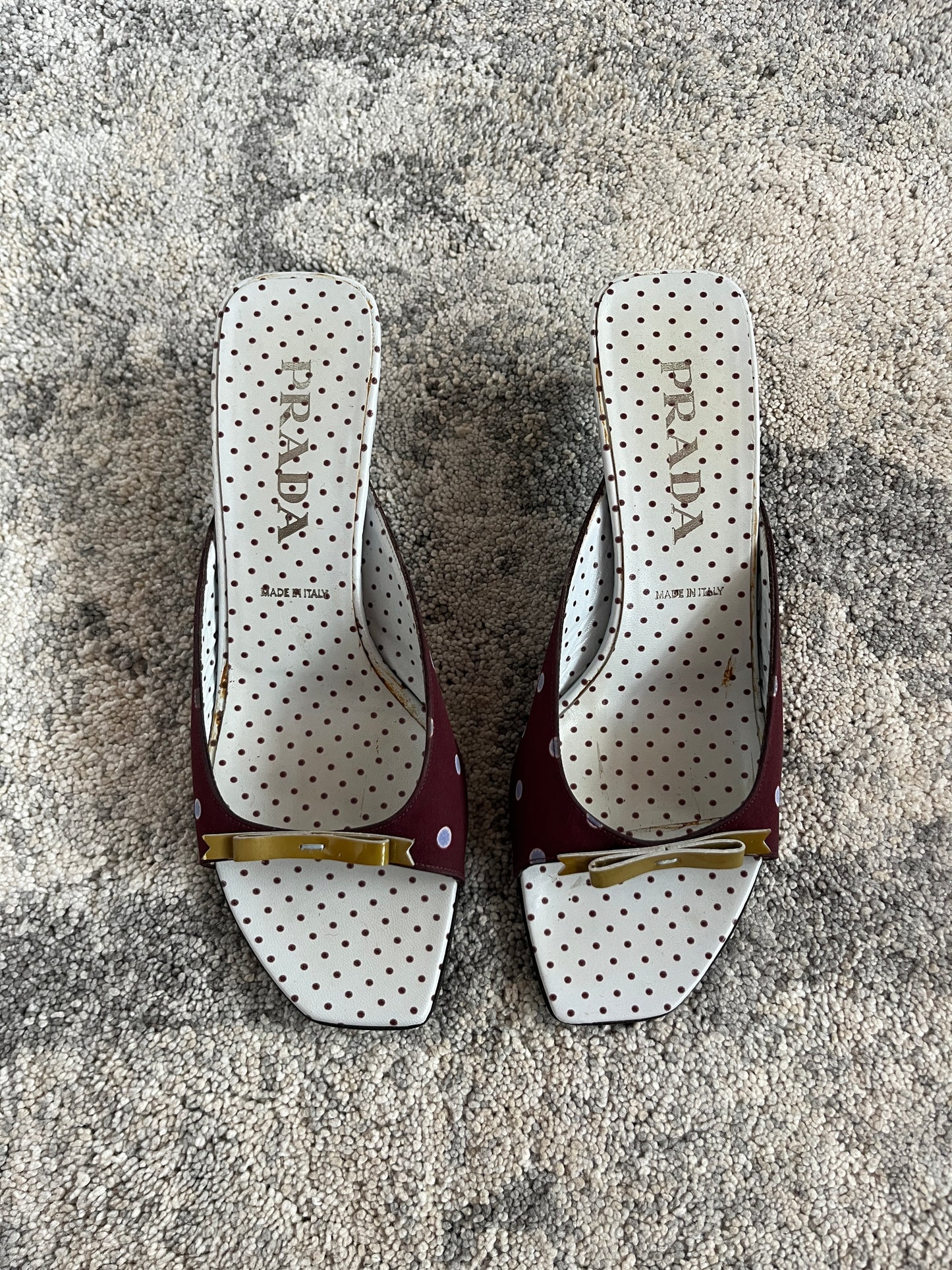 Prada SS2000 silk & leather mules
