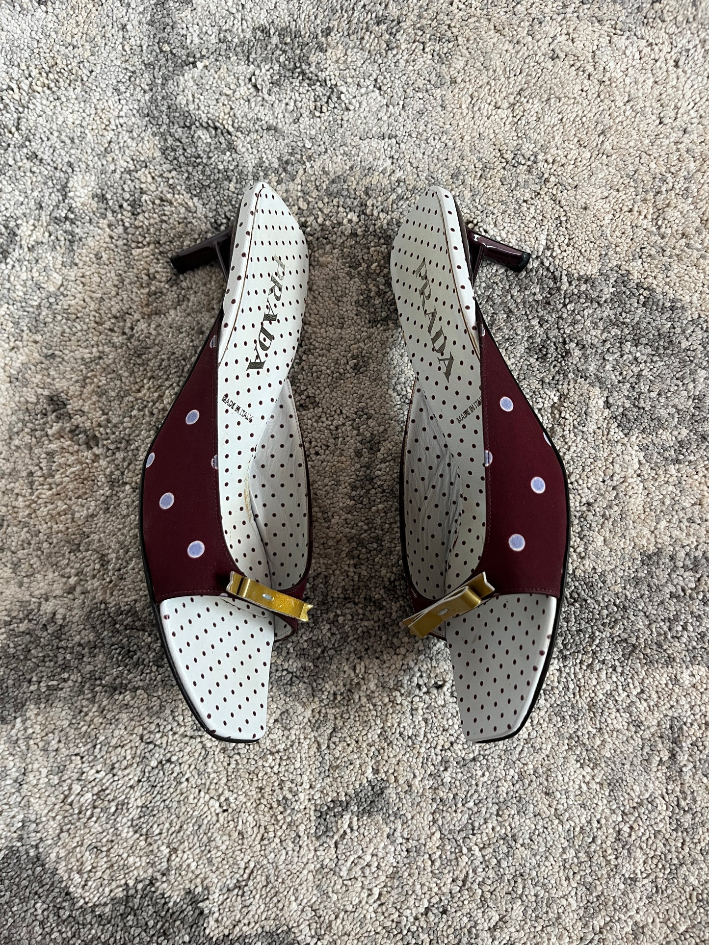 Prada SS2000 silk & leather mules