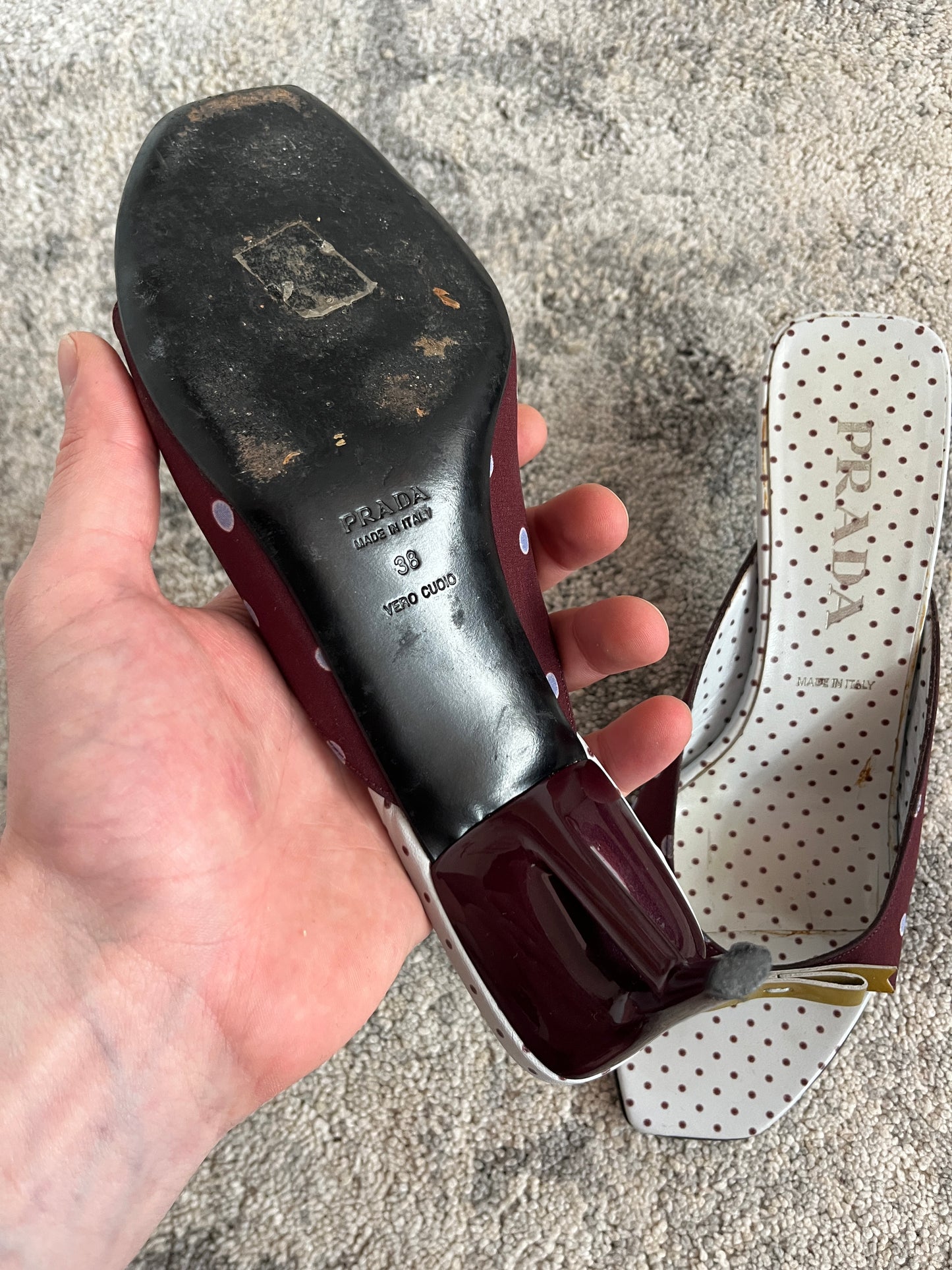 Prada SS2000 silk & leather mules