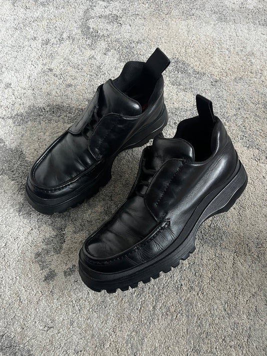Prada 2000's leather combats low shoes
