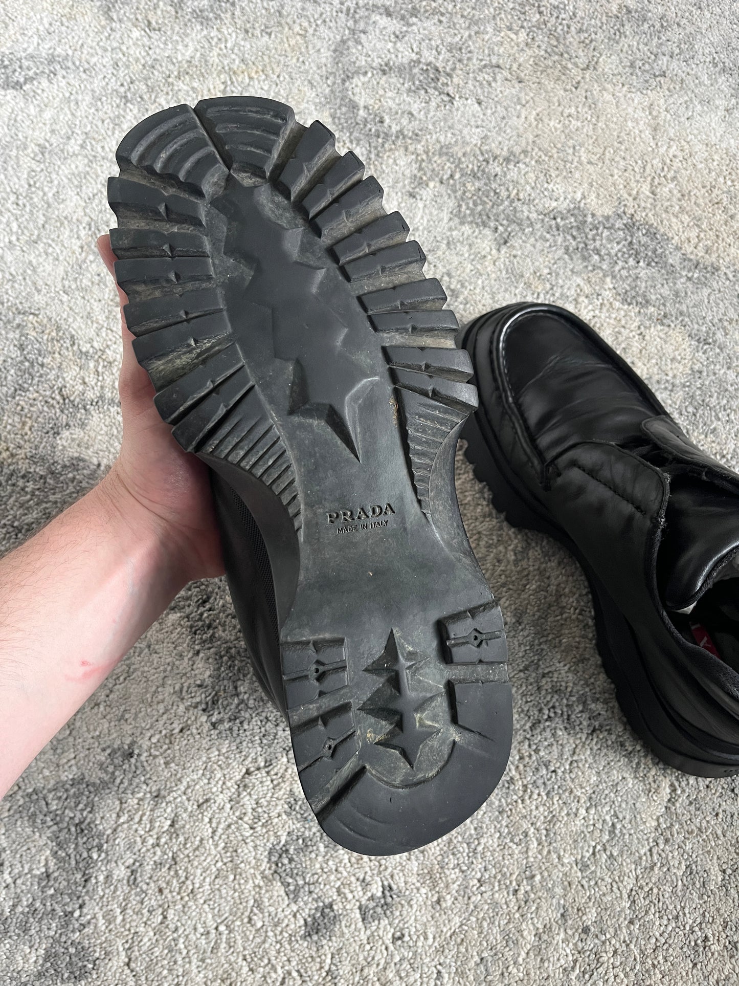 Prada 2000's leather combats low shoes