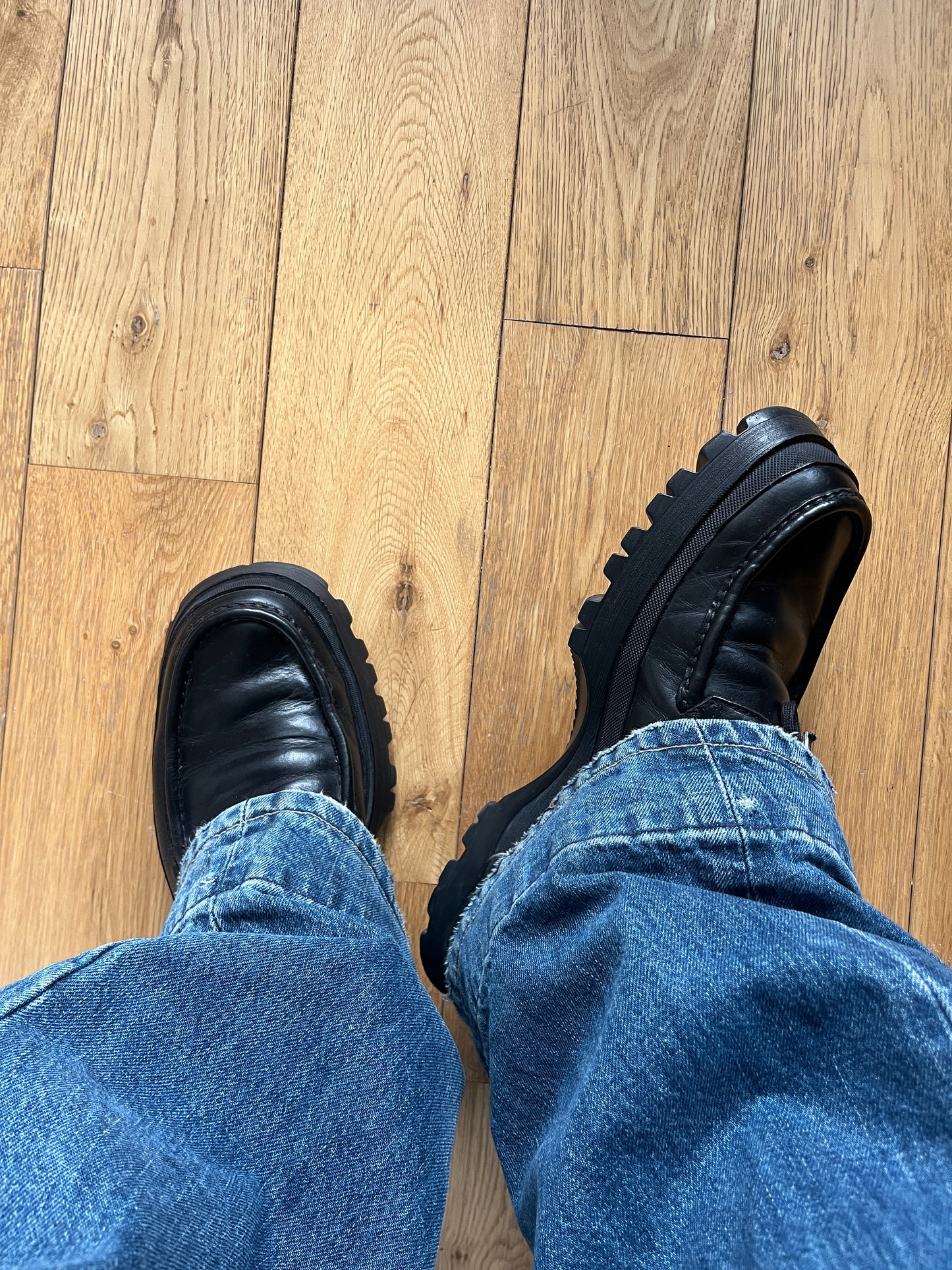 Prada 2000's leather combats low shoes