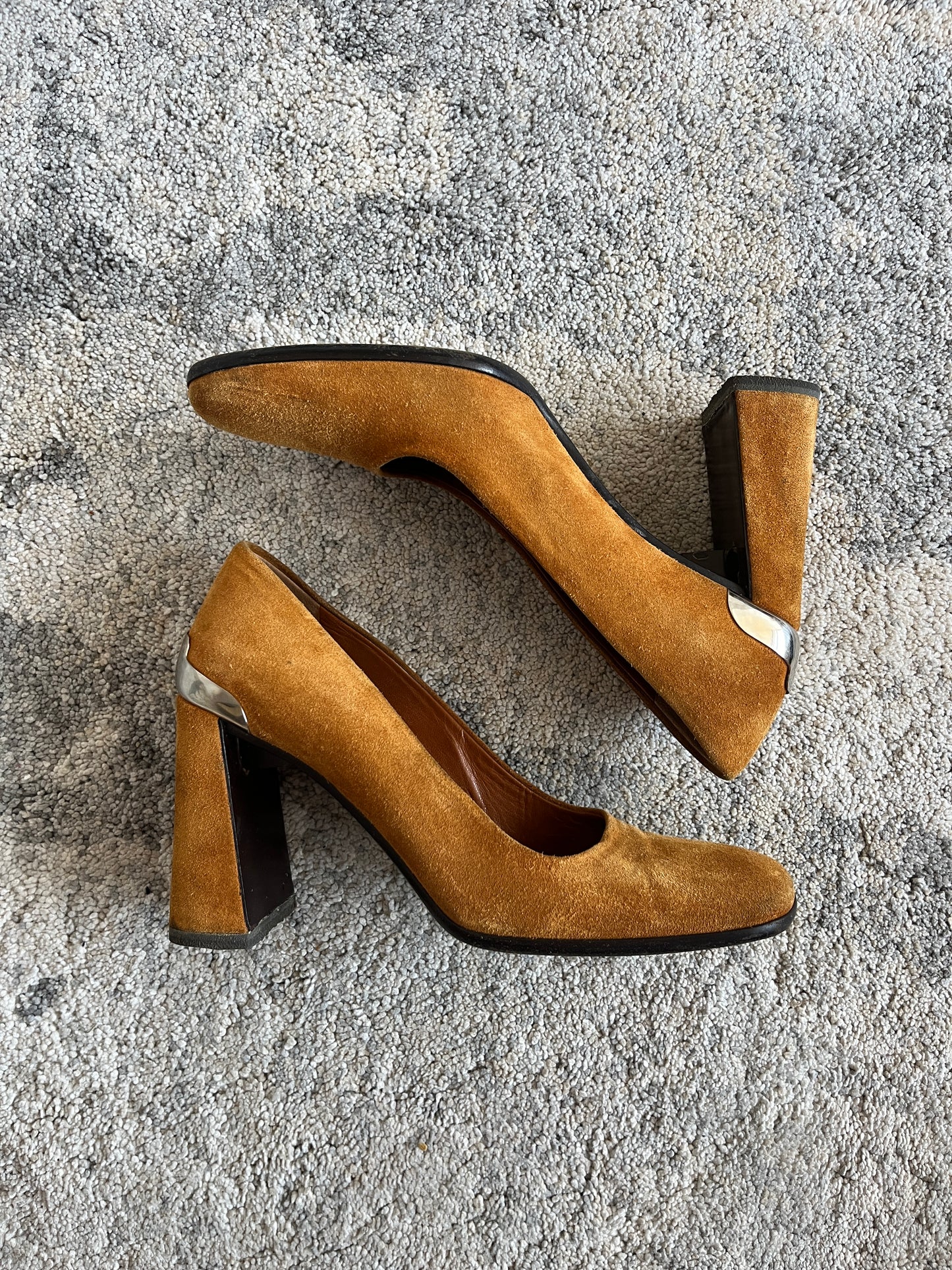 Prada FW1999 suede metalic heels