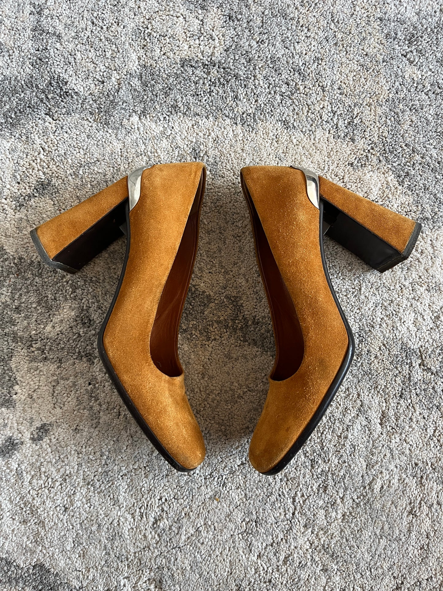 Prada FW1999 suede metalic heels