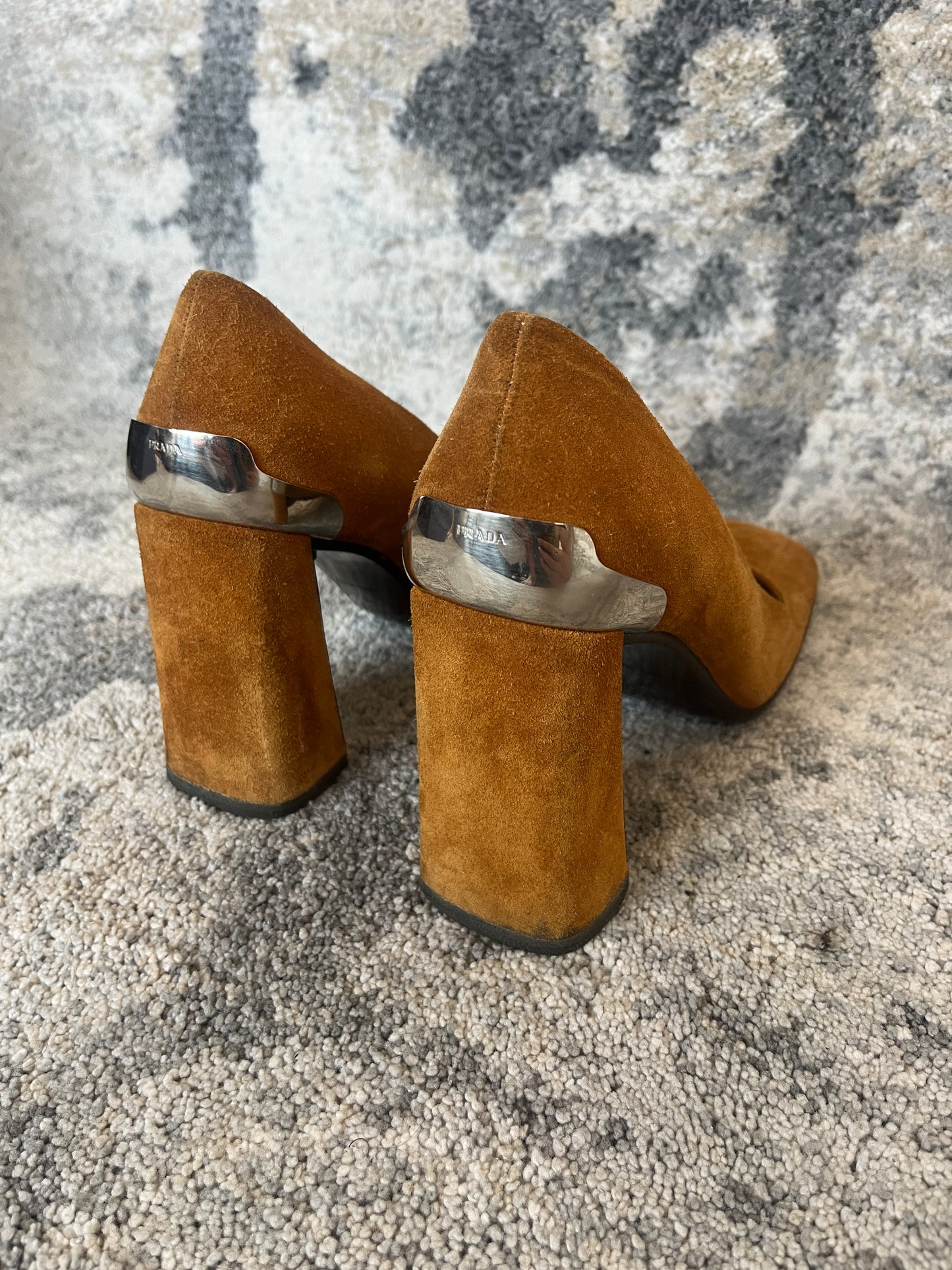 Prada FW1999 suede metalic heels
