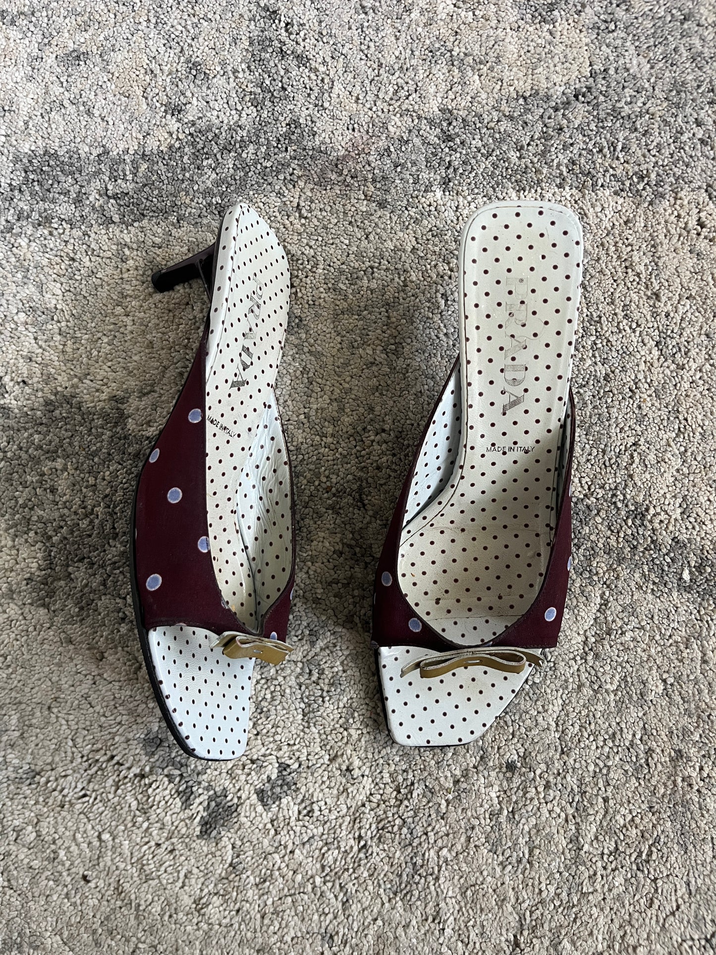 Prada SS2000 polkadot silk heels