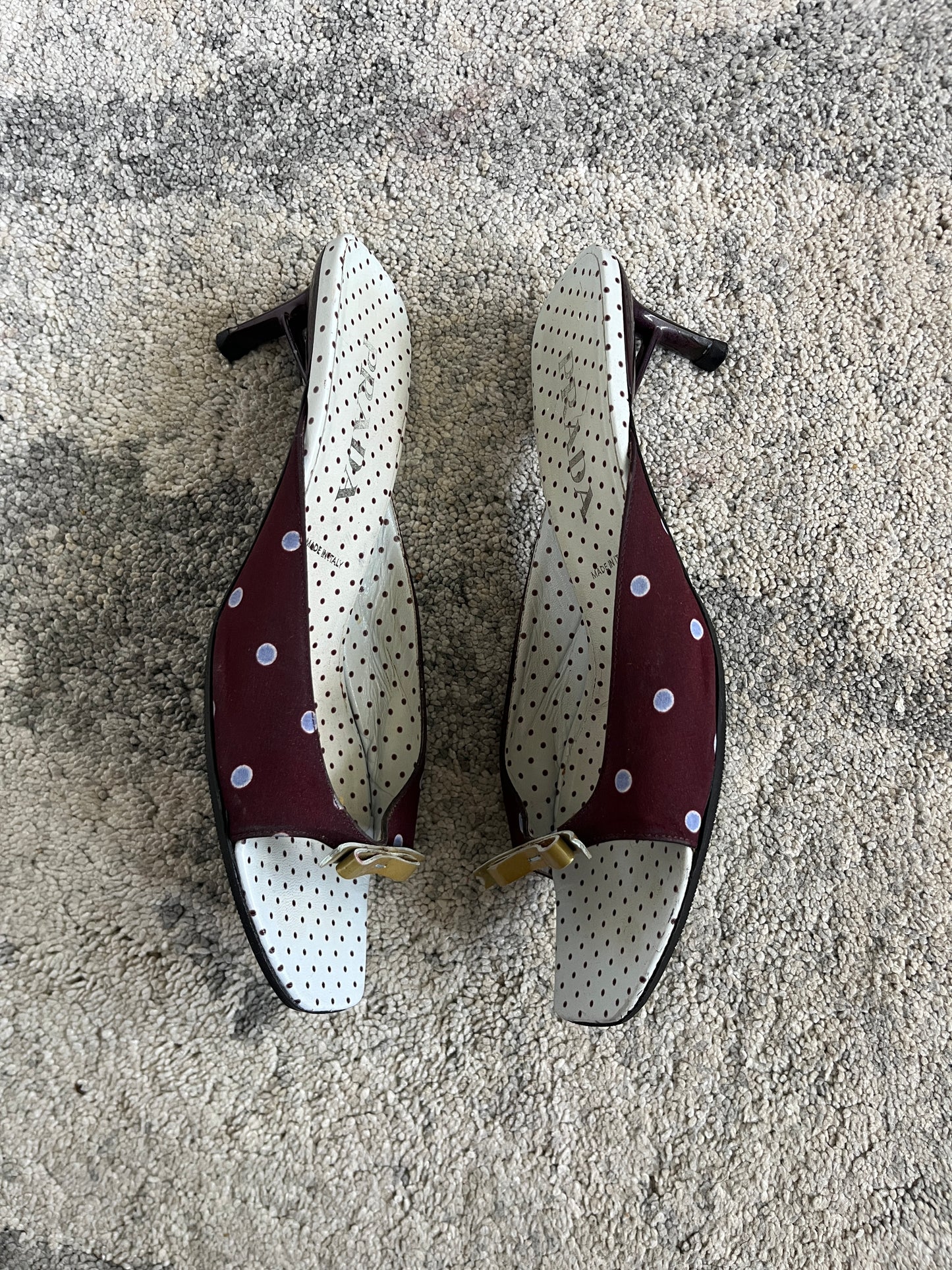 Prada SS2000 polkadot silk heels