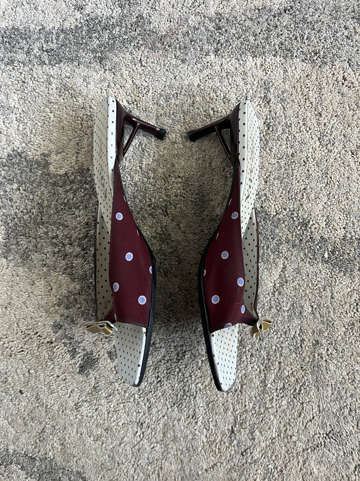 Prada SS2000 polkadot silk heels