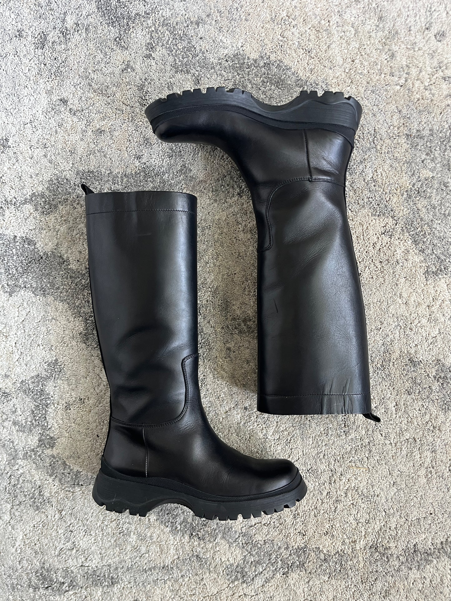 Prada FW2004 leather combats boots