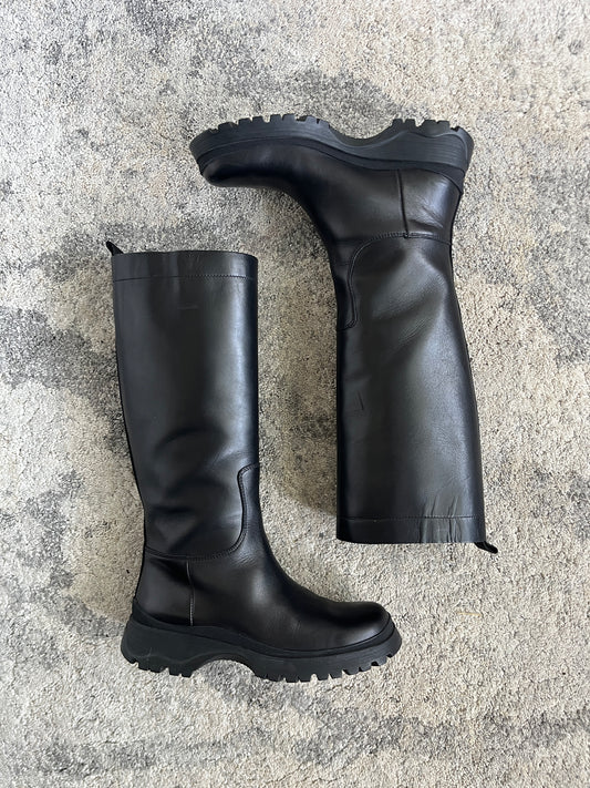 Prada FW2004 leather combats boots