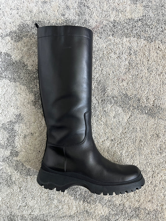 Prada FW2004 leather combats boots