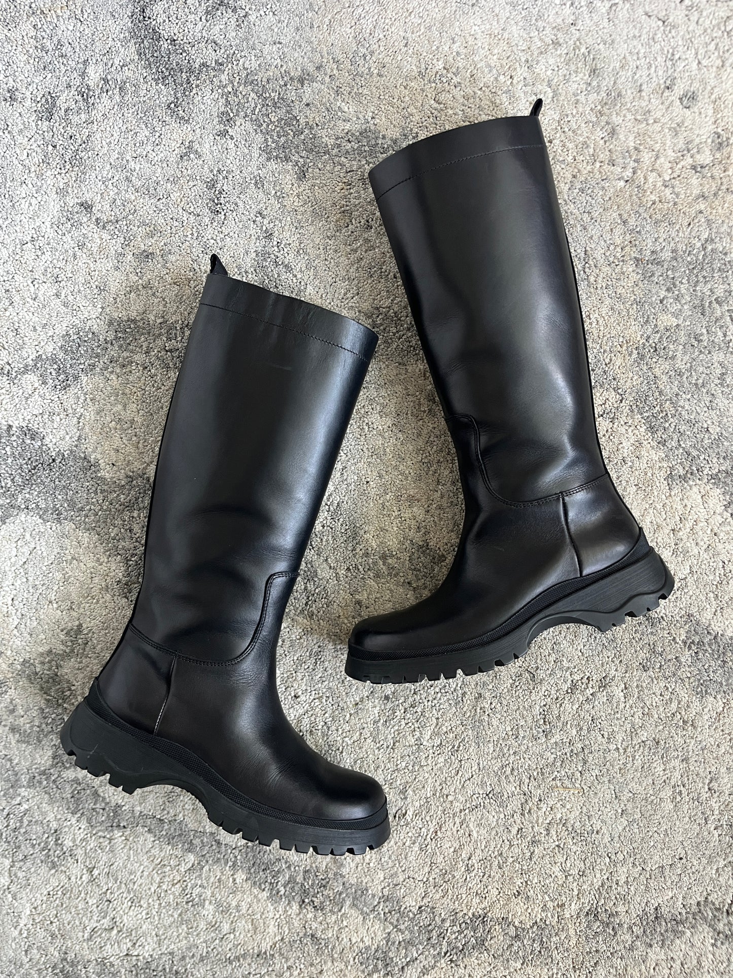 Prada FW2004 leather combats boots