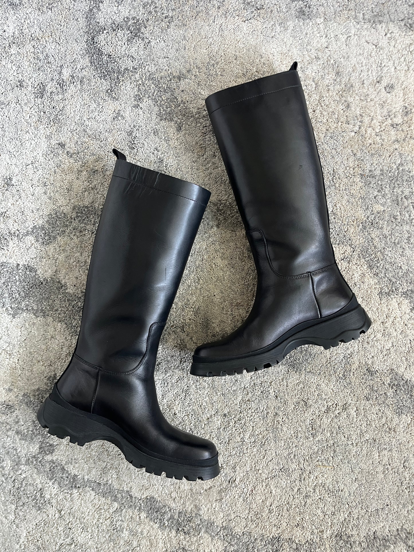 Prada FW2004 leather combats boots