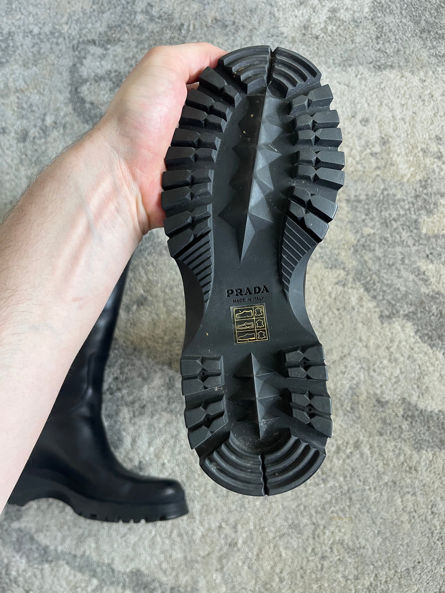 Prada FW2004 leather combats boots