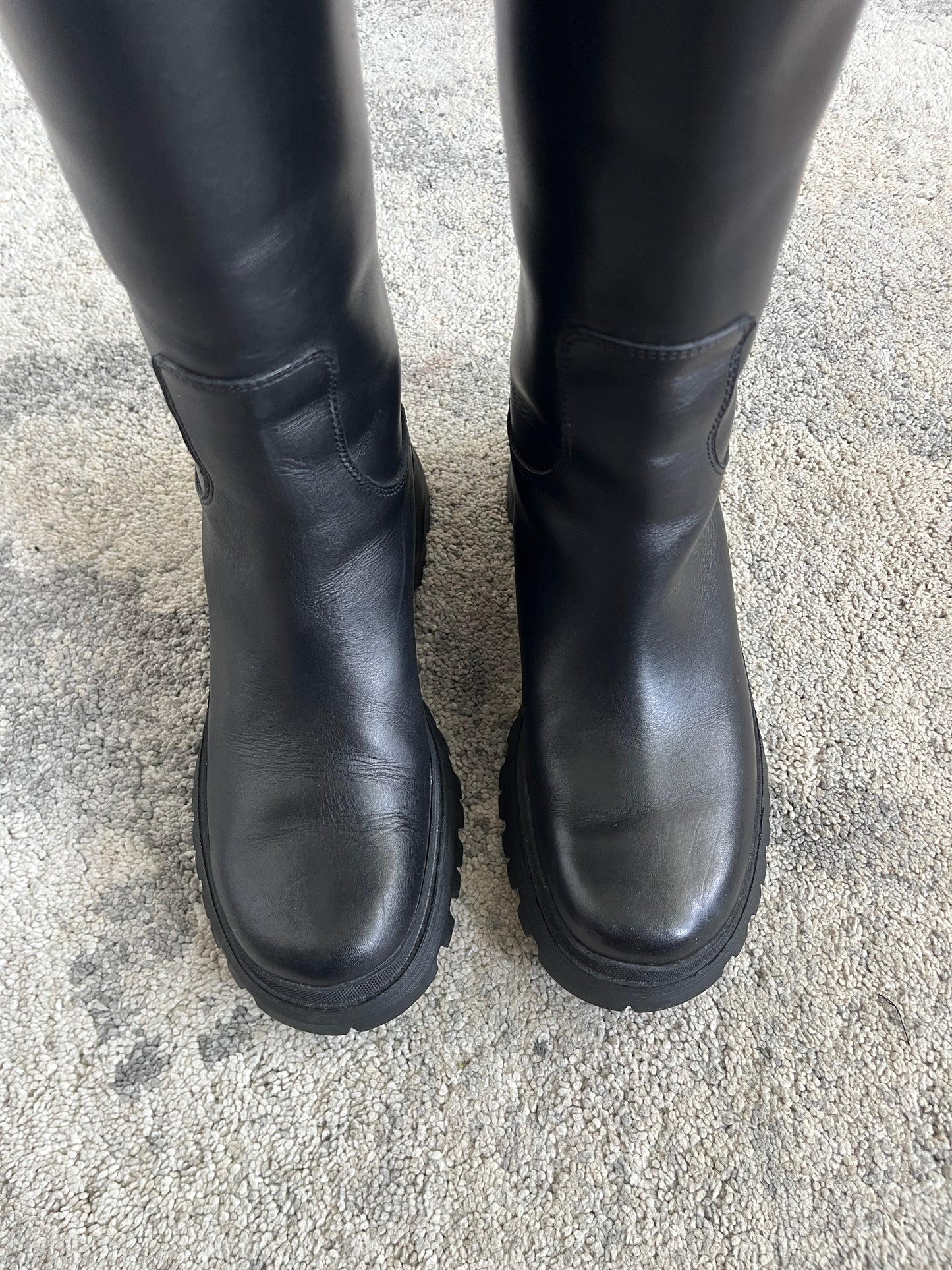 Prada FW2004 leather combats boots