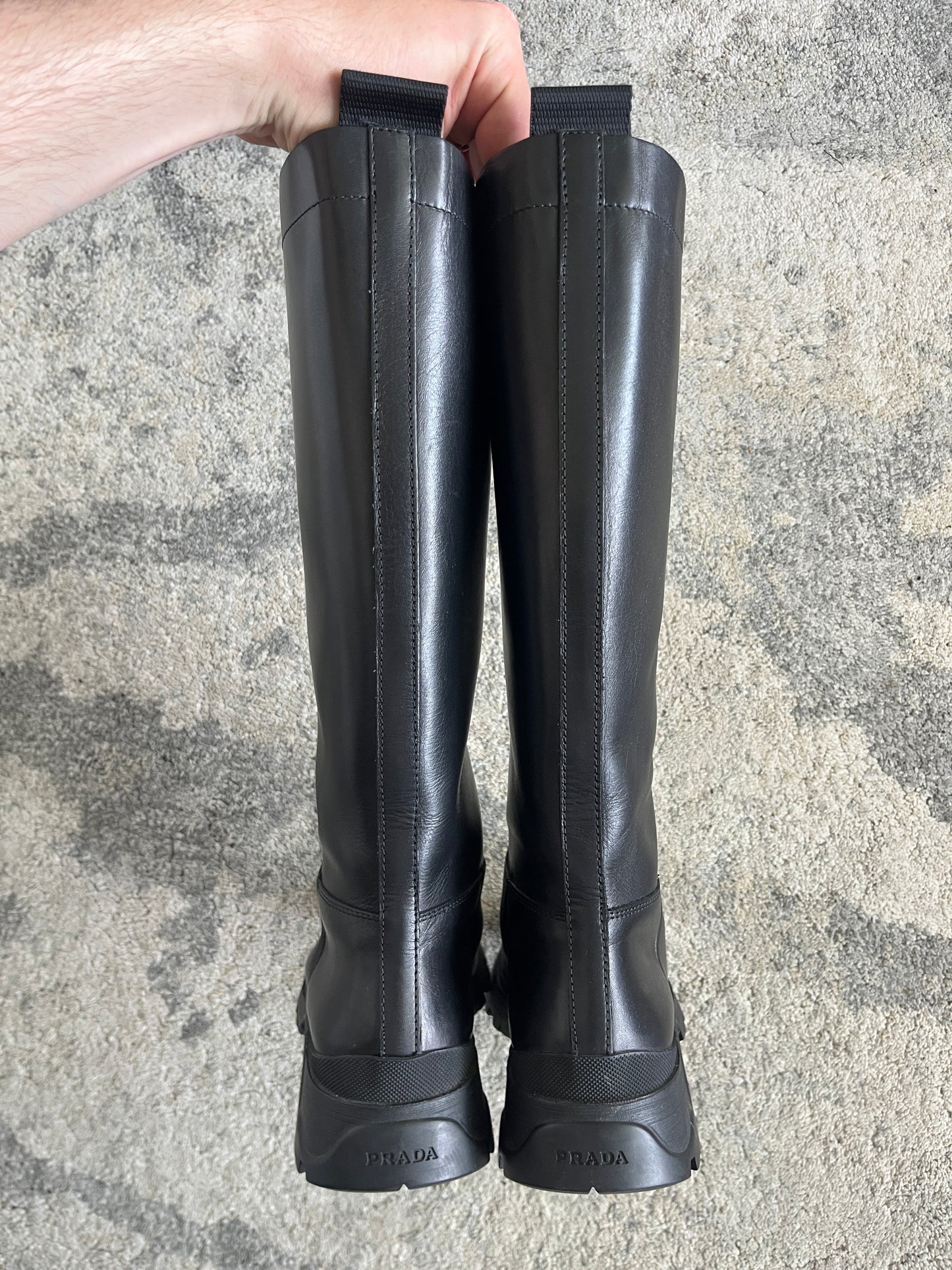 Prada FW2004 leather combats boots