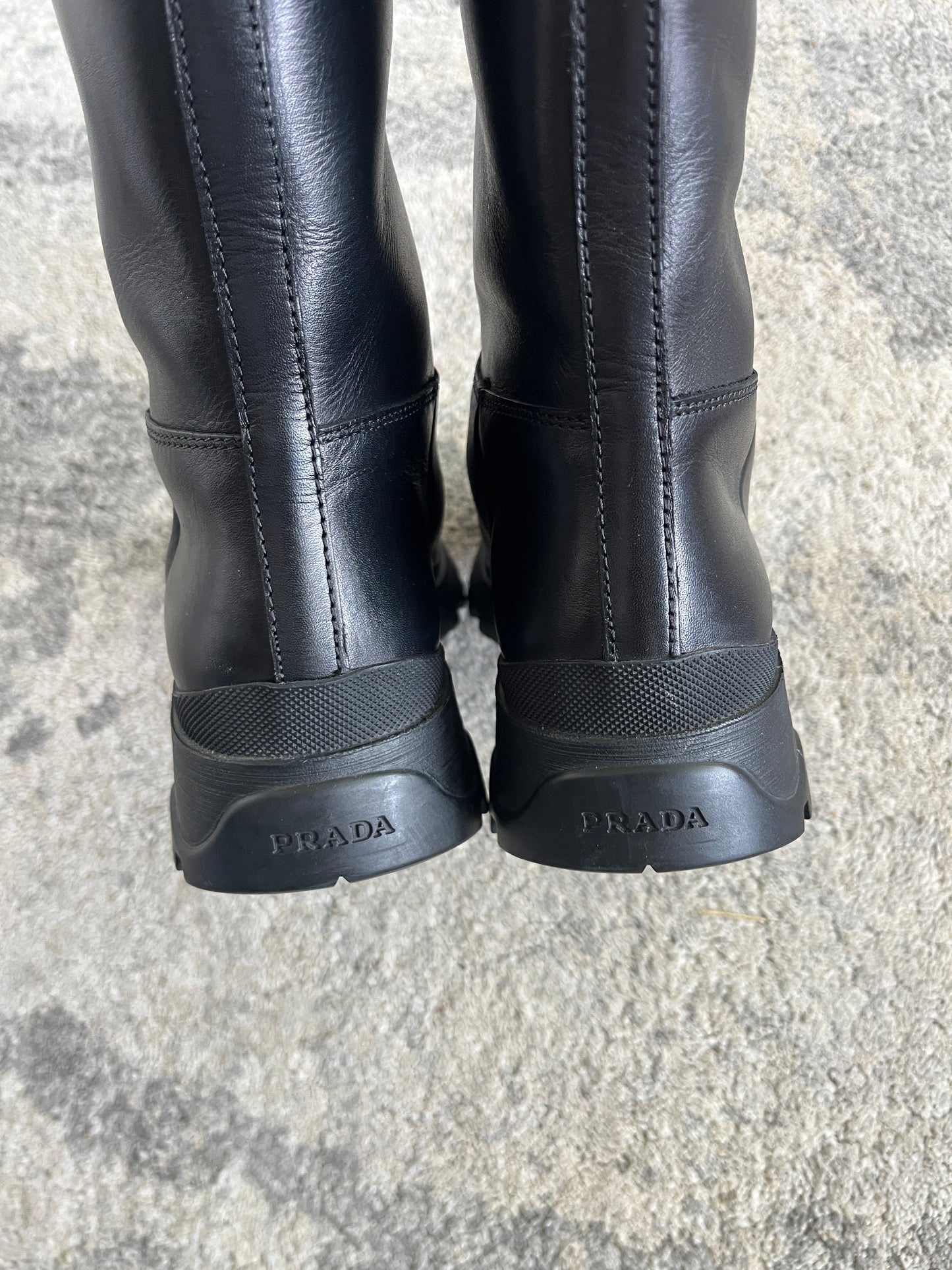 Prada FW2004 leather combats boots