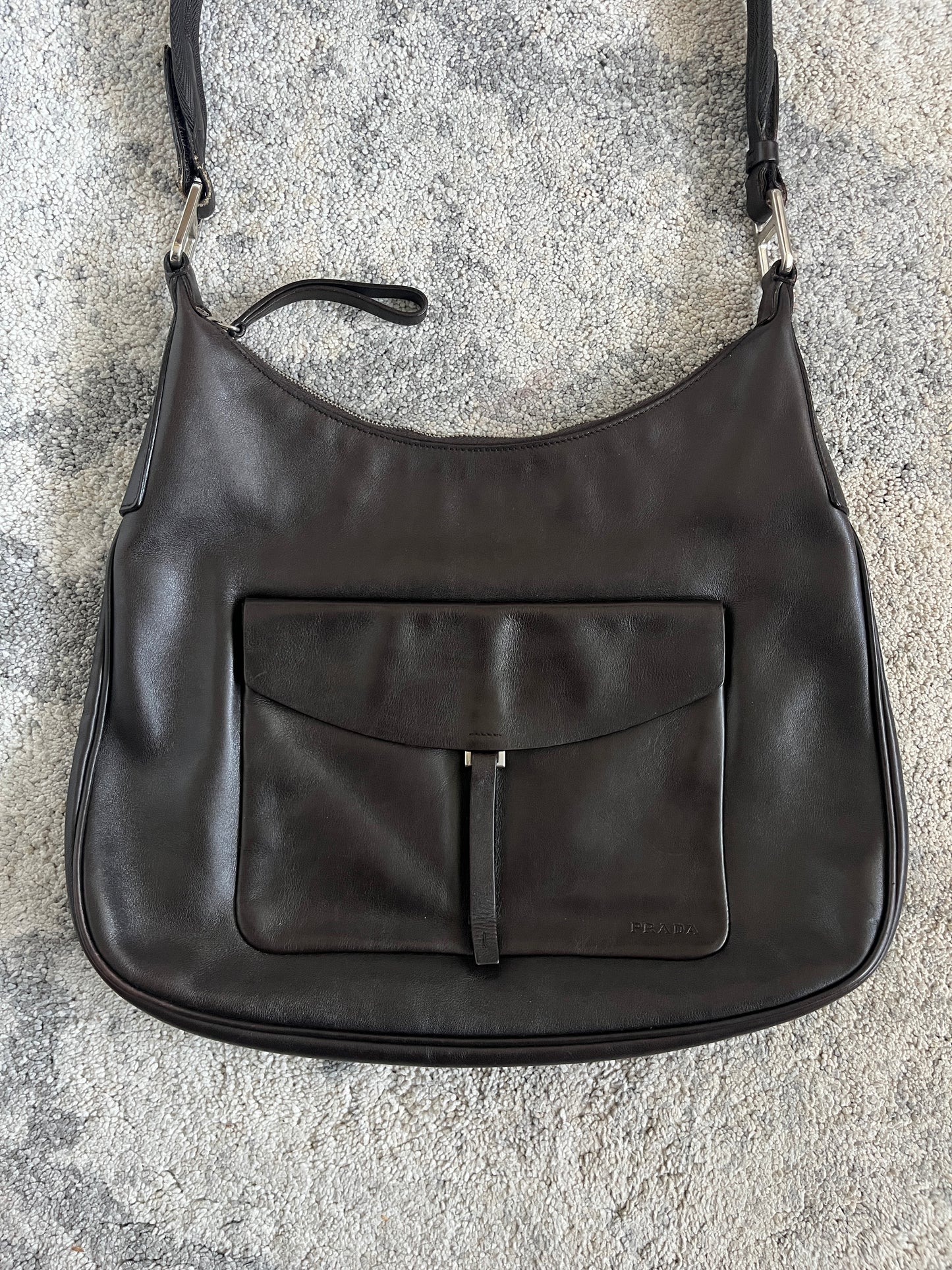 Prada FW1999 brown leather crossbody bag