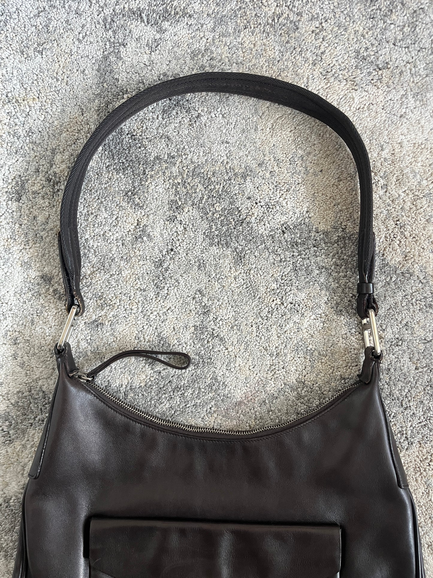 Prada FW1999 brown leather crossbody bag