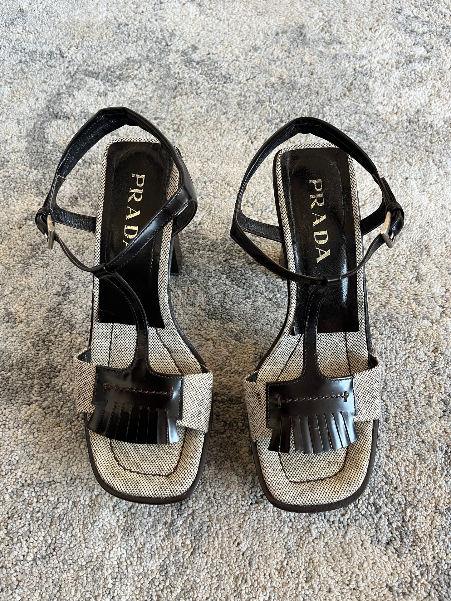 Prada SS1999 heels linen sandals