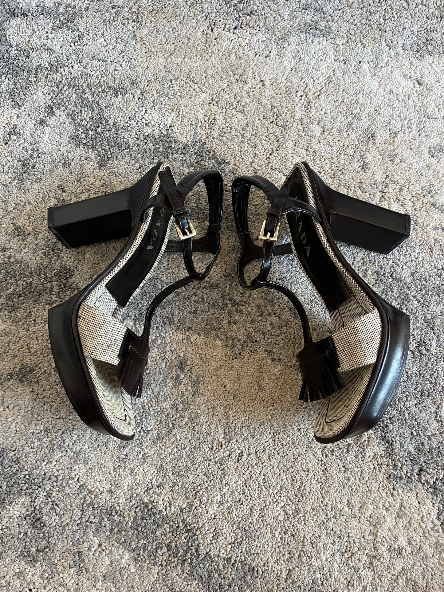 Prada SS1999 heels linen sandals