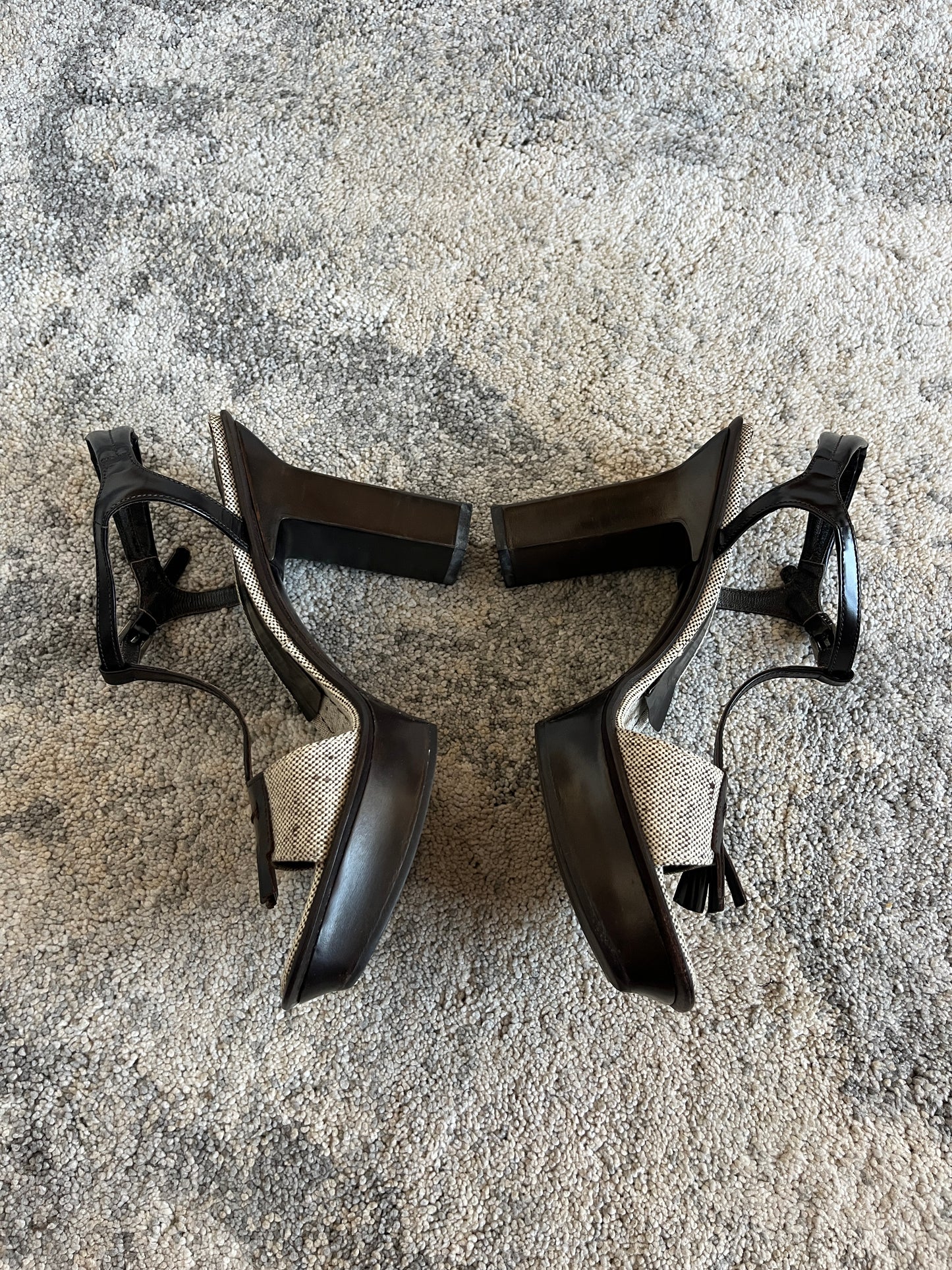 Prada SS1999 heels linen sandals
