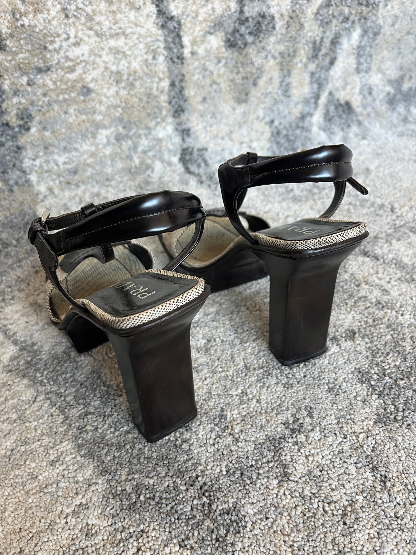 Prada SS1999 heels linen sandals