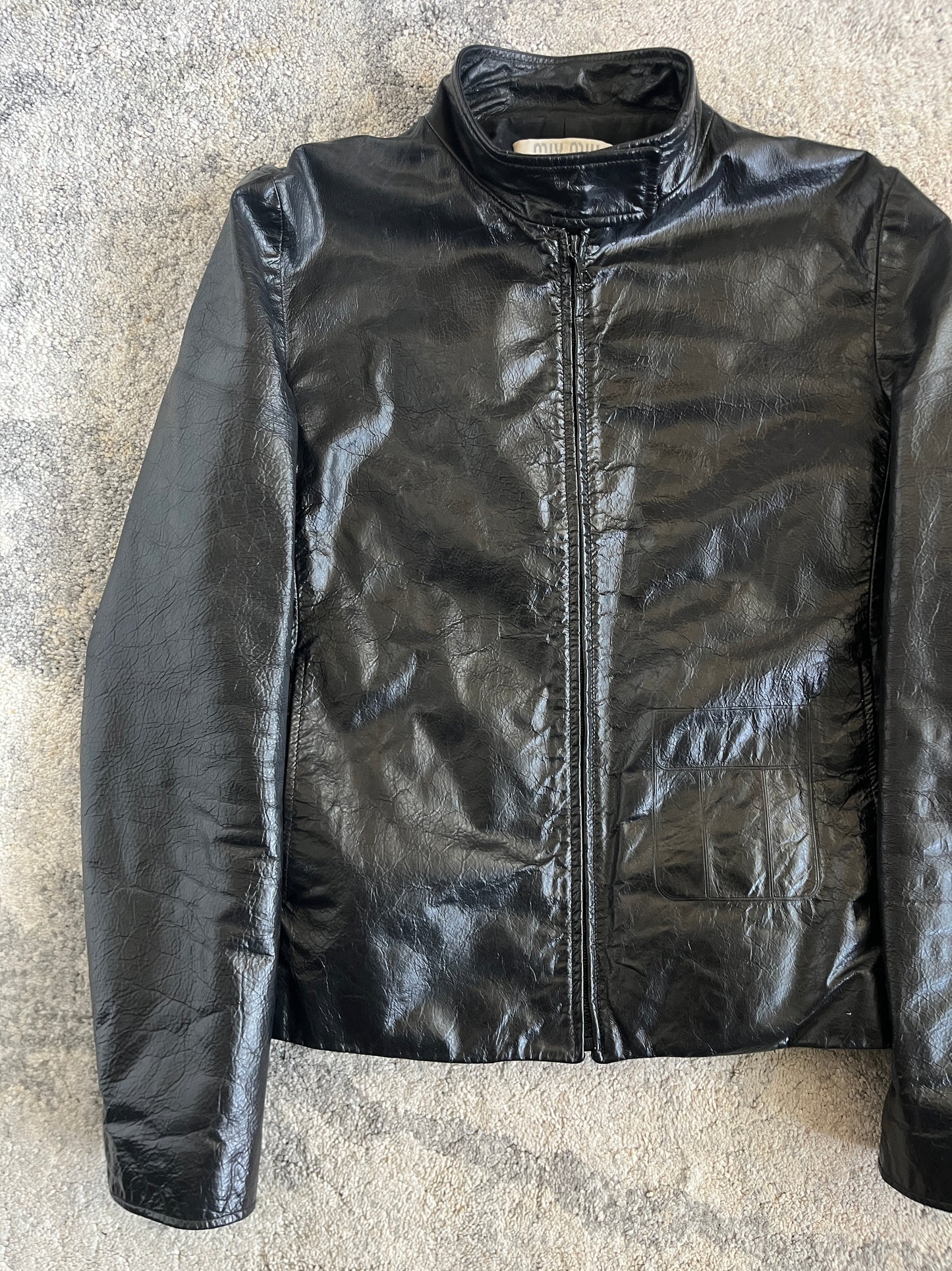 Miu Miu 1999 patent leather jacket