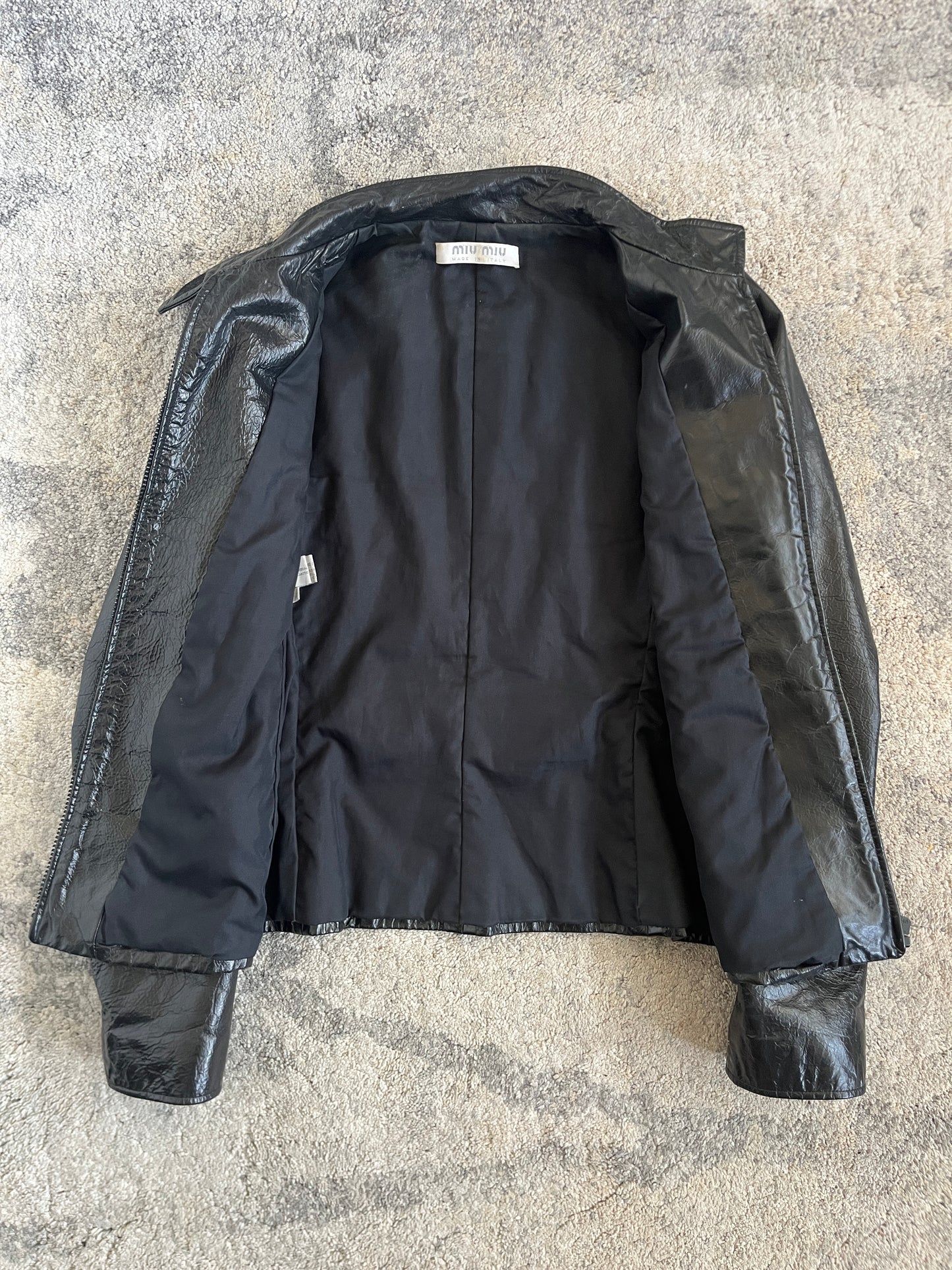 Miu Miu 1999 patent leather jacket