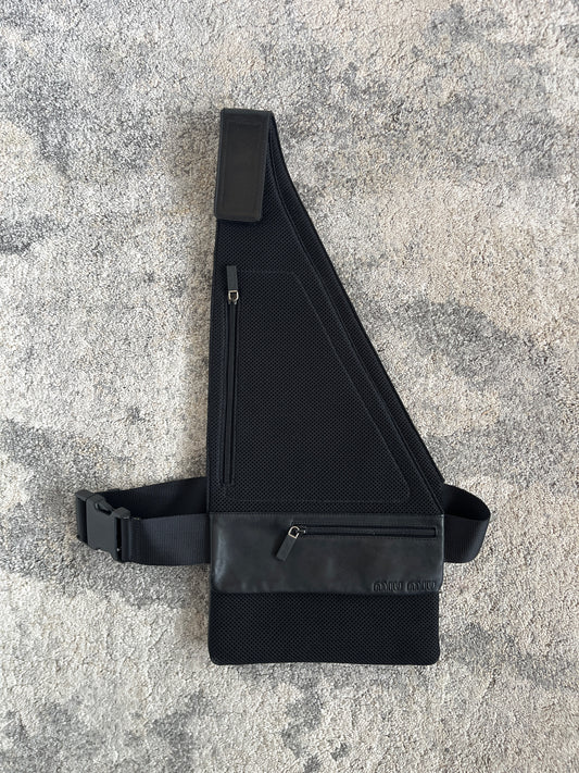 Miu Miu FW1999 leather & mesh chest rig