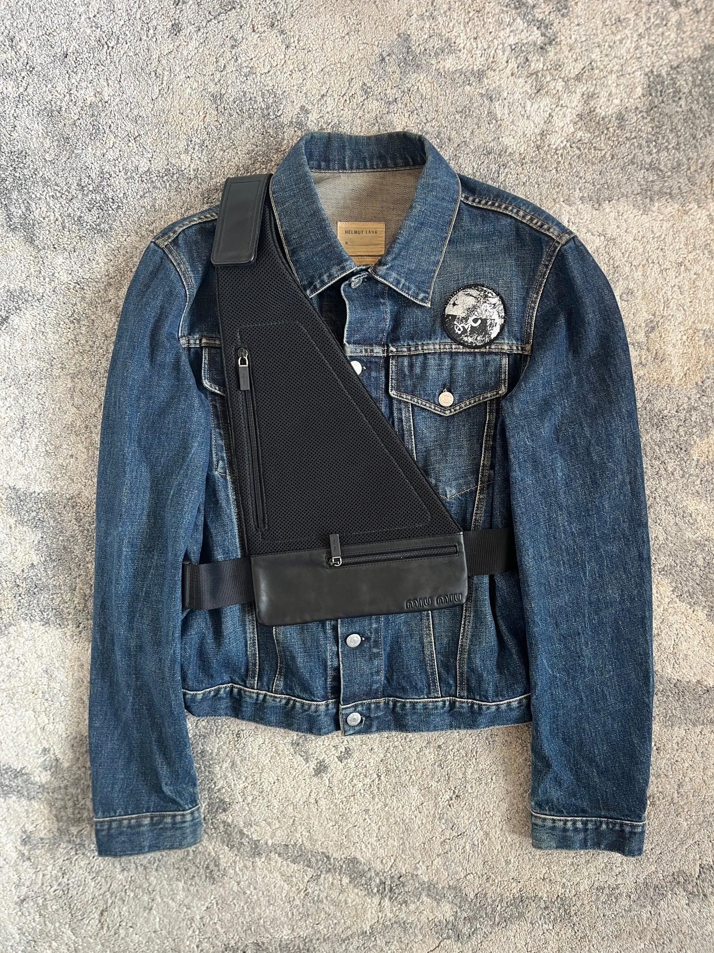 Miu Miu FW1999 leather & mesh chest rig