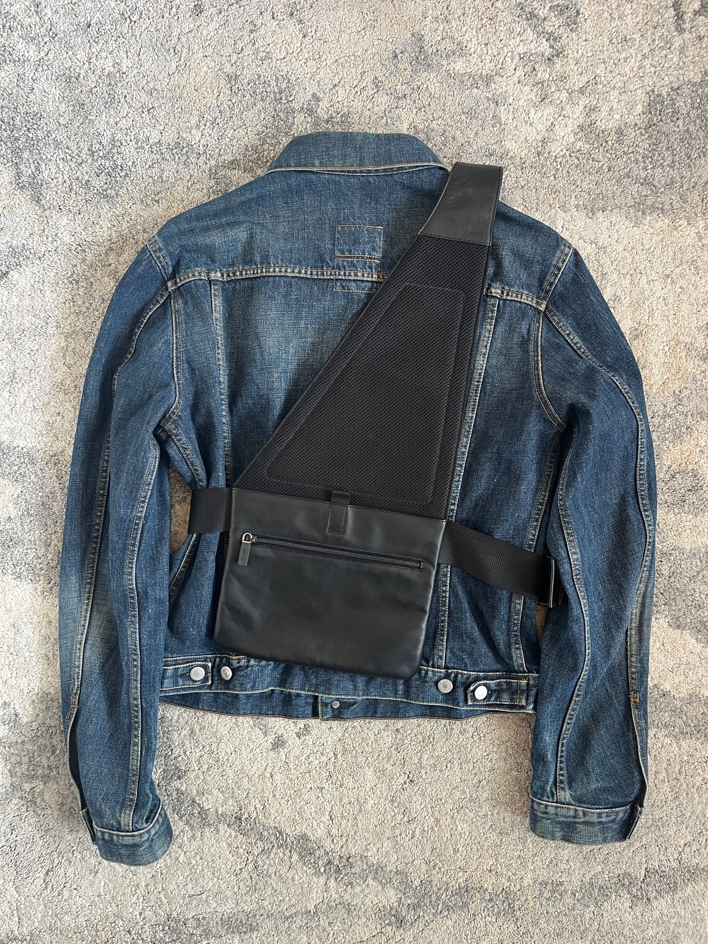 Miu Miu FW1999 leather & mesh chest rig