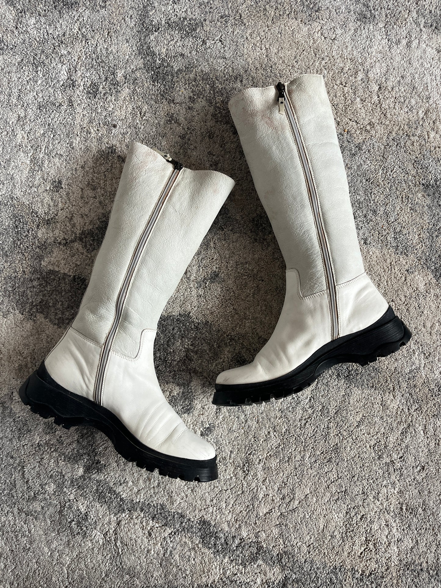 Prada FW2004 shearling combat boots