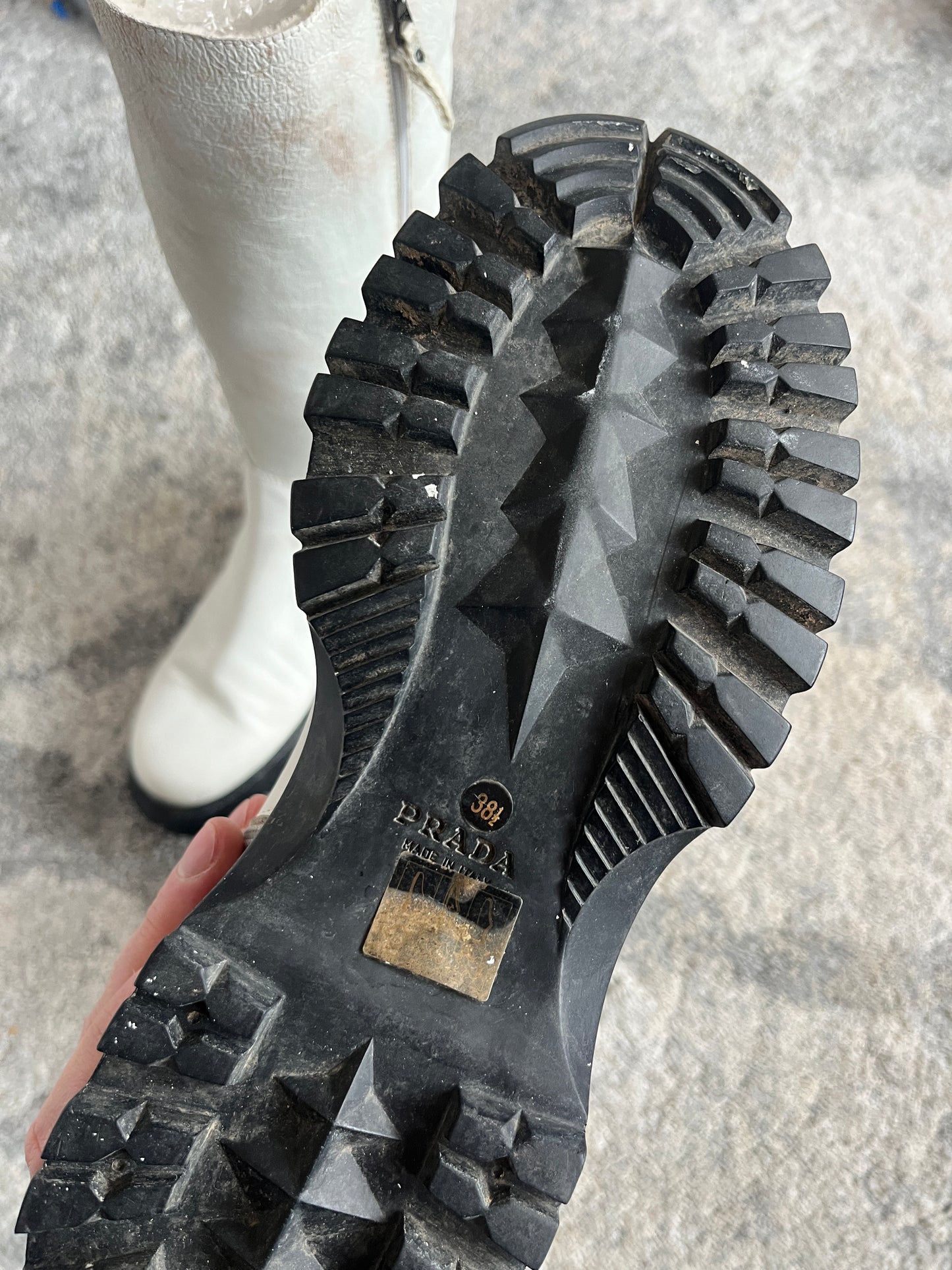 Prada FW2004 shearling combat boots