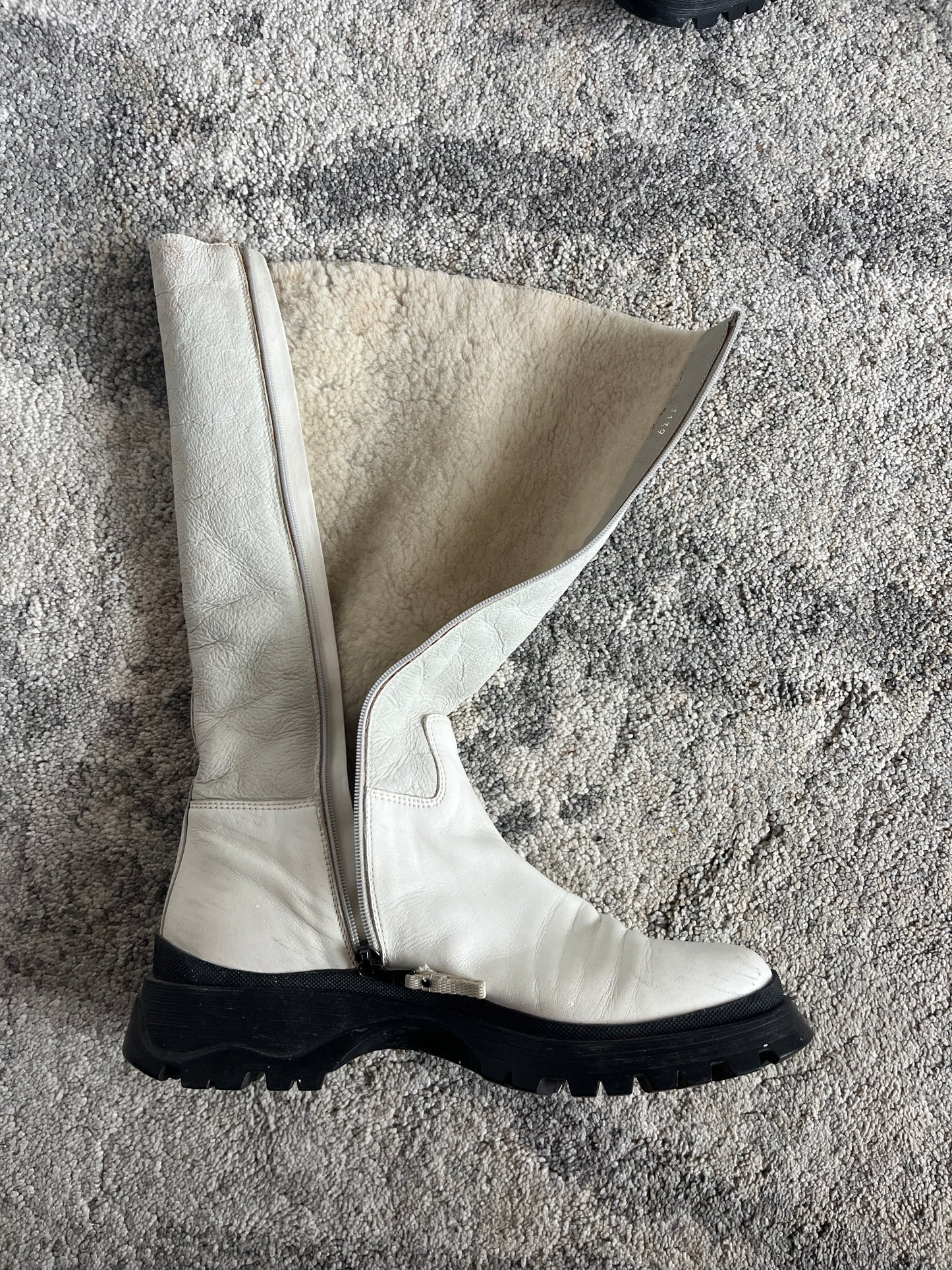 Prada FW2004 shearling combat boots