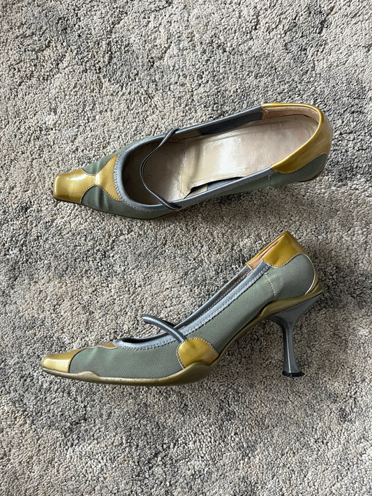 Prada SS2000 nylon & patent heels