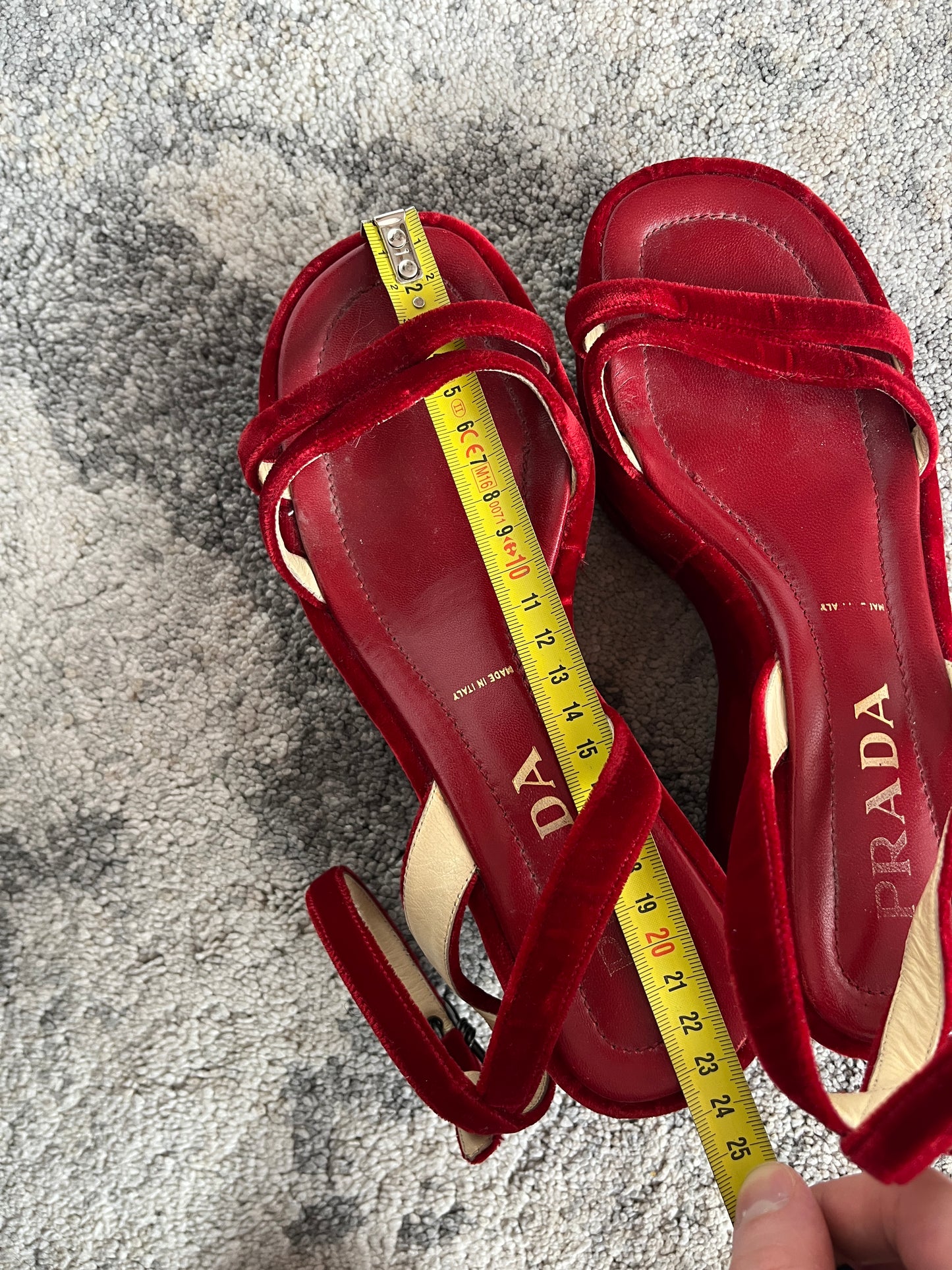 Prada SS1997 velvet platform sandals