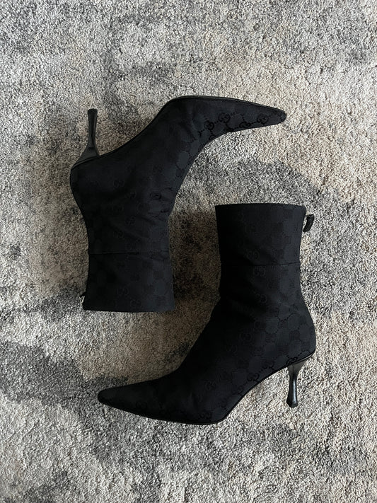 Gucci 2000's monogram heels boots