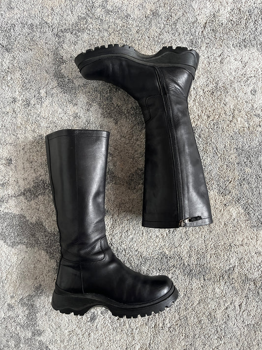 Prada FW2004 leather combats boots