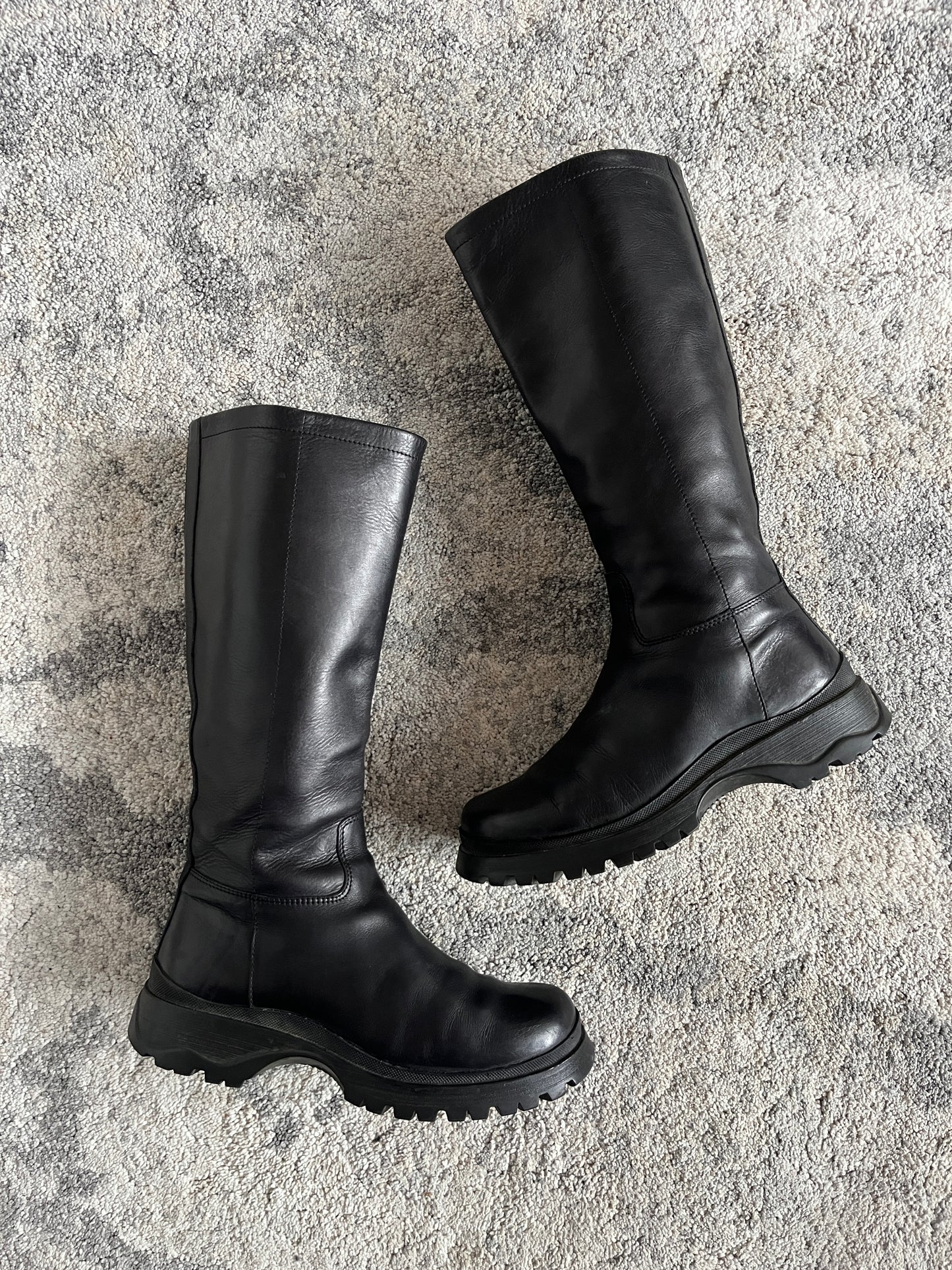 Prada FW2004 leather combats boots