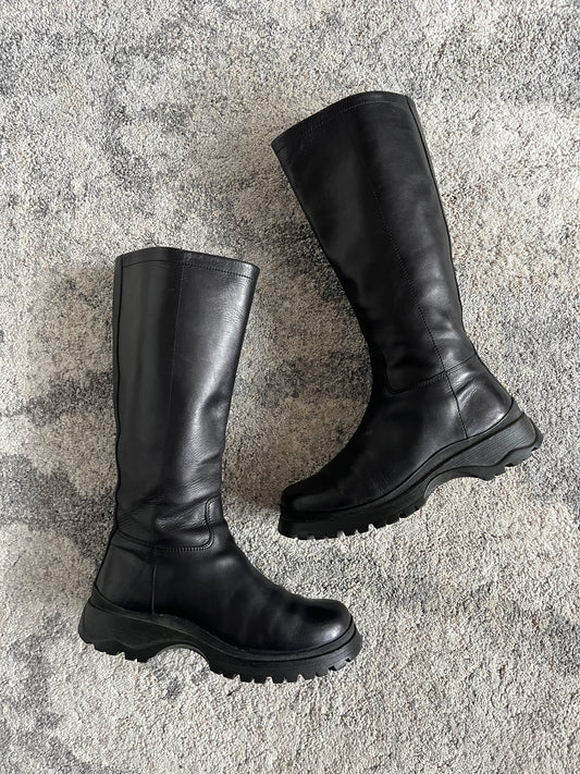 Prada FW2004 leather combats boots