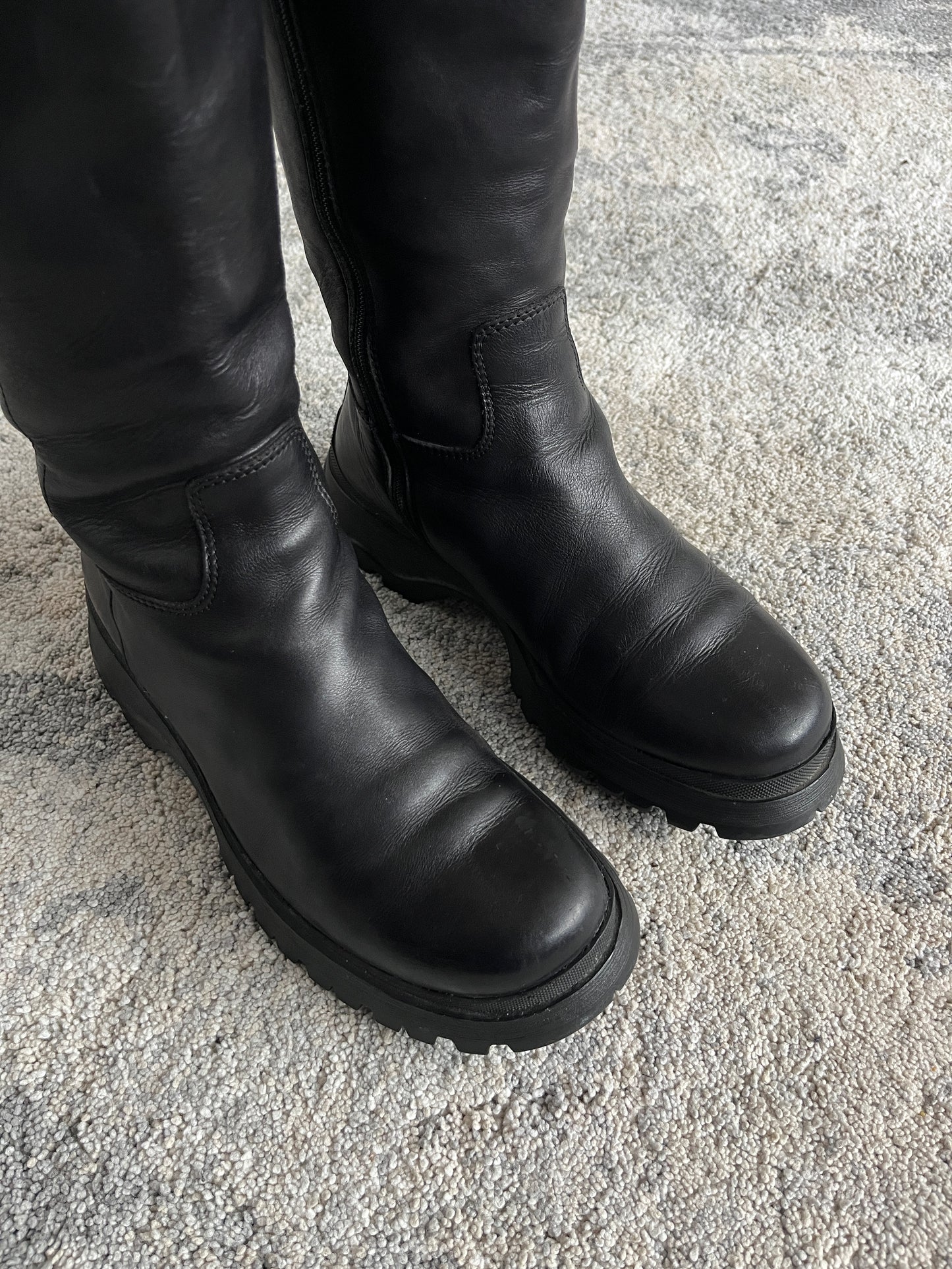 Prada FW2004 leather combats boots