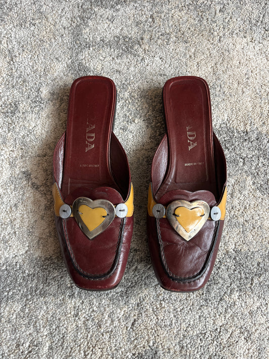 Prada 1999 leather flat mules
