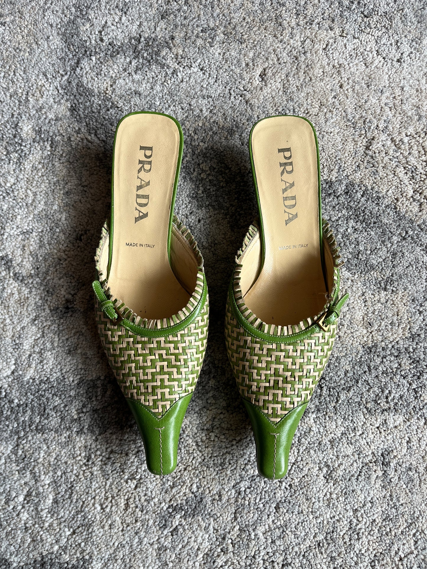 Prada 2000's leather braiding mules