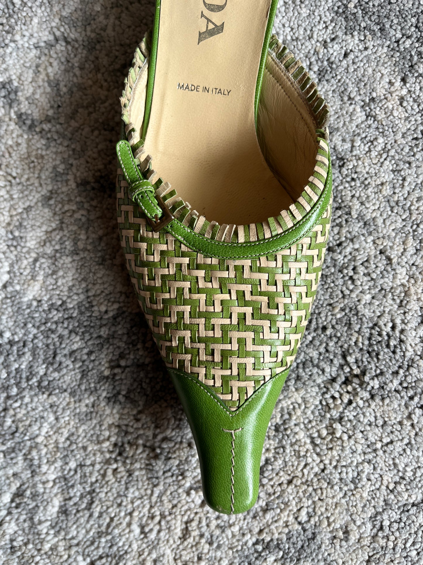 Prada 2000's leather braiding mules