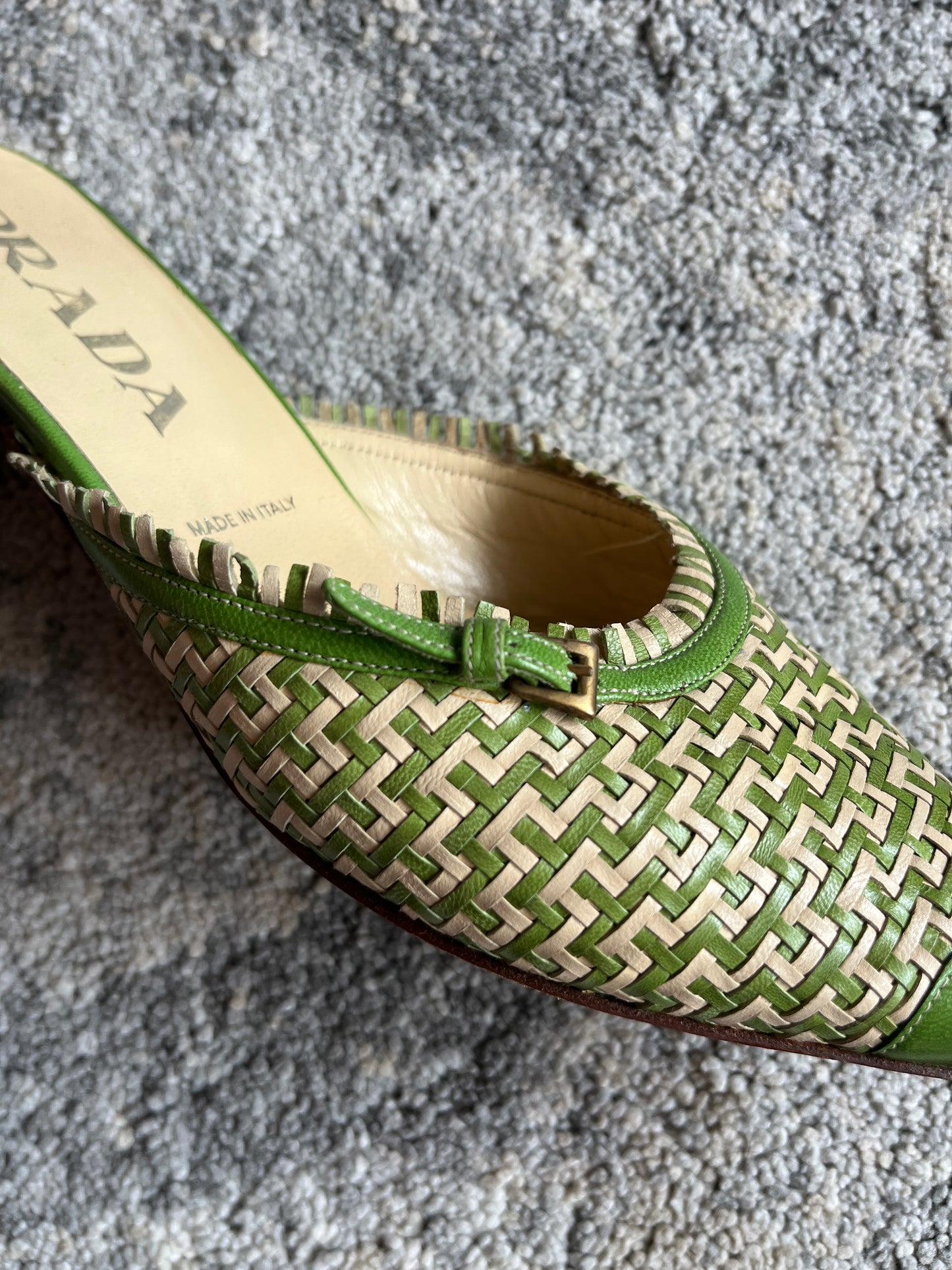 Prada 2000's leather braiding mules