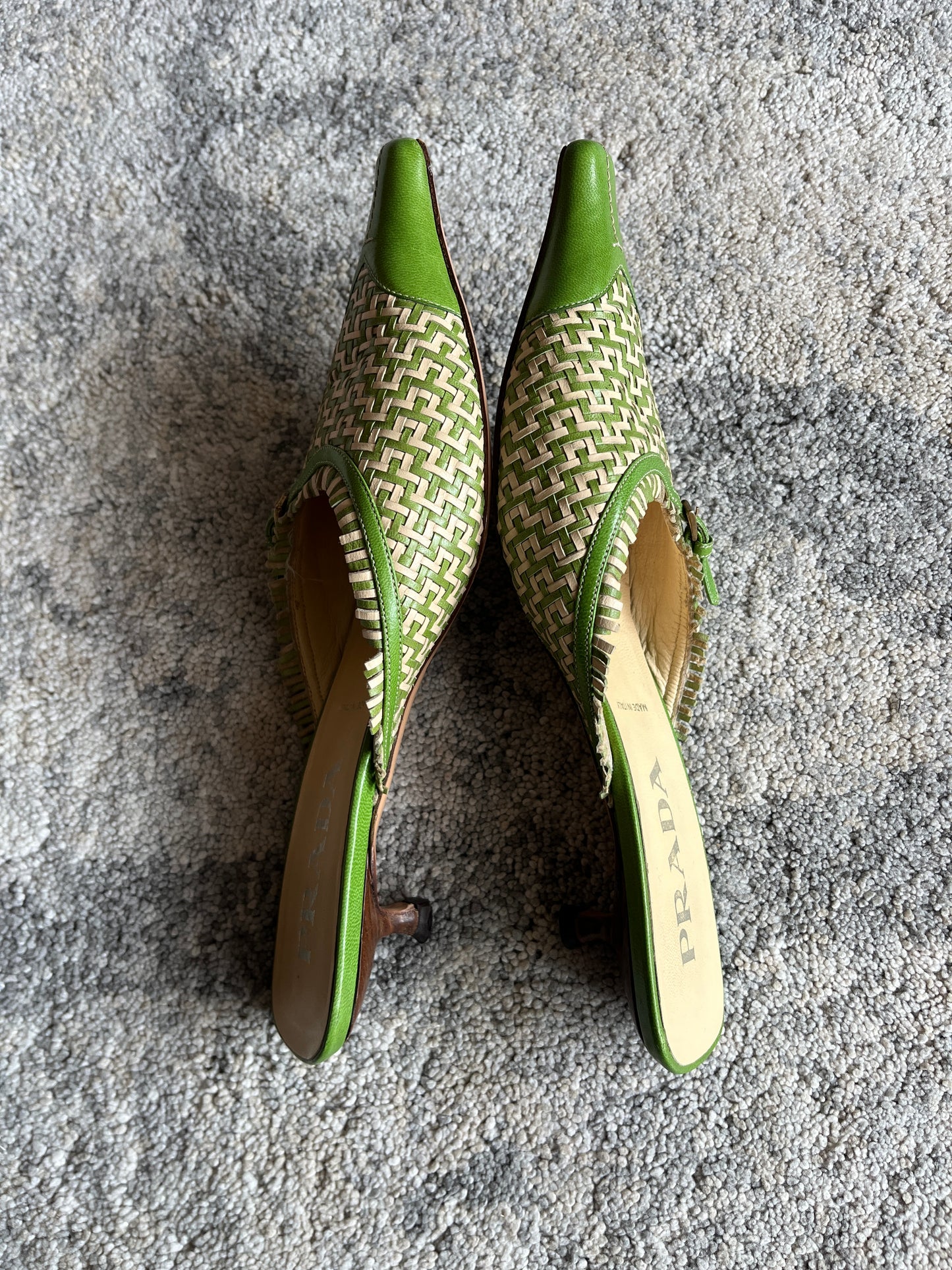 Prada 2000's leather braiding mules