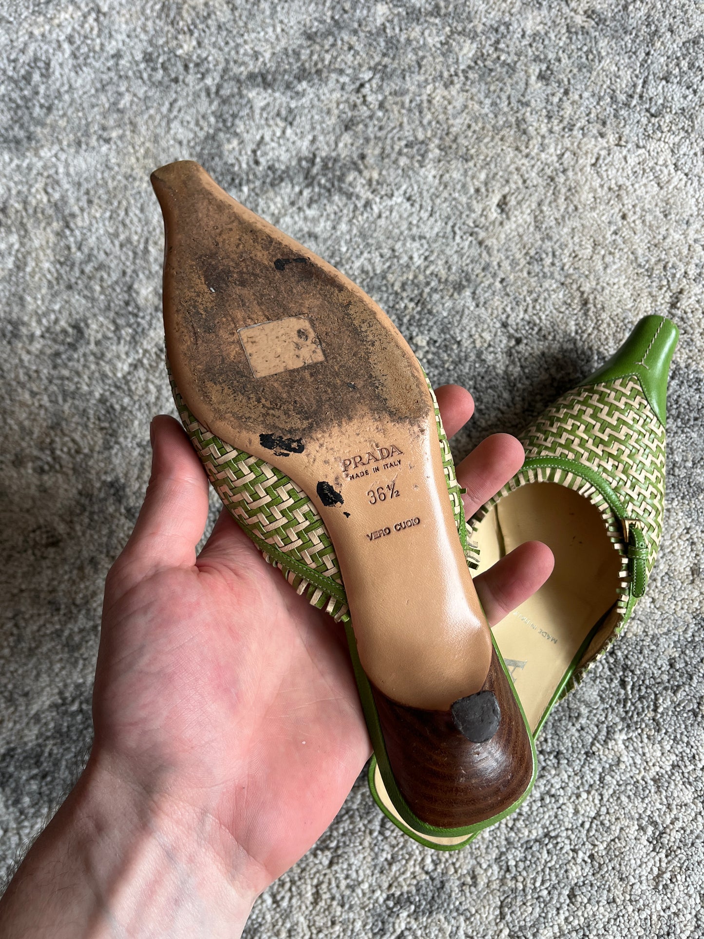 Prada 2000's leather braiding mules