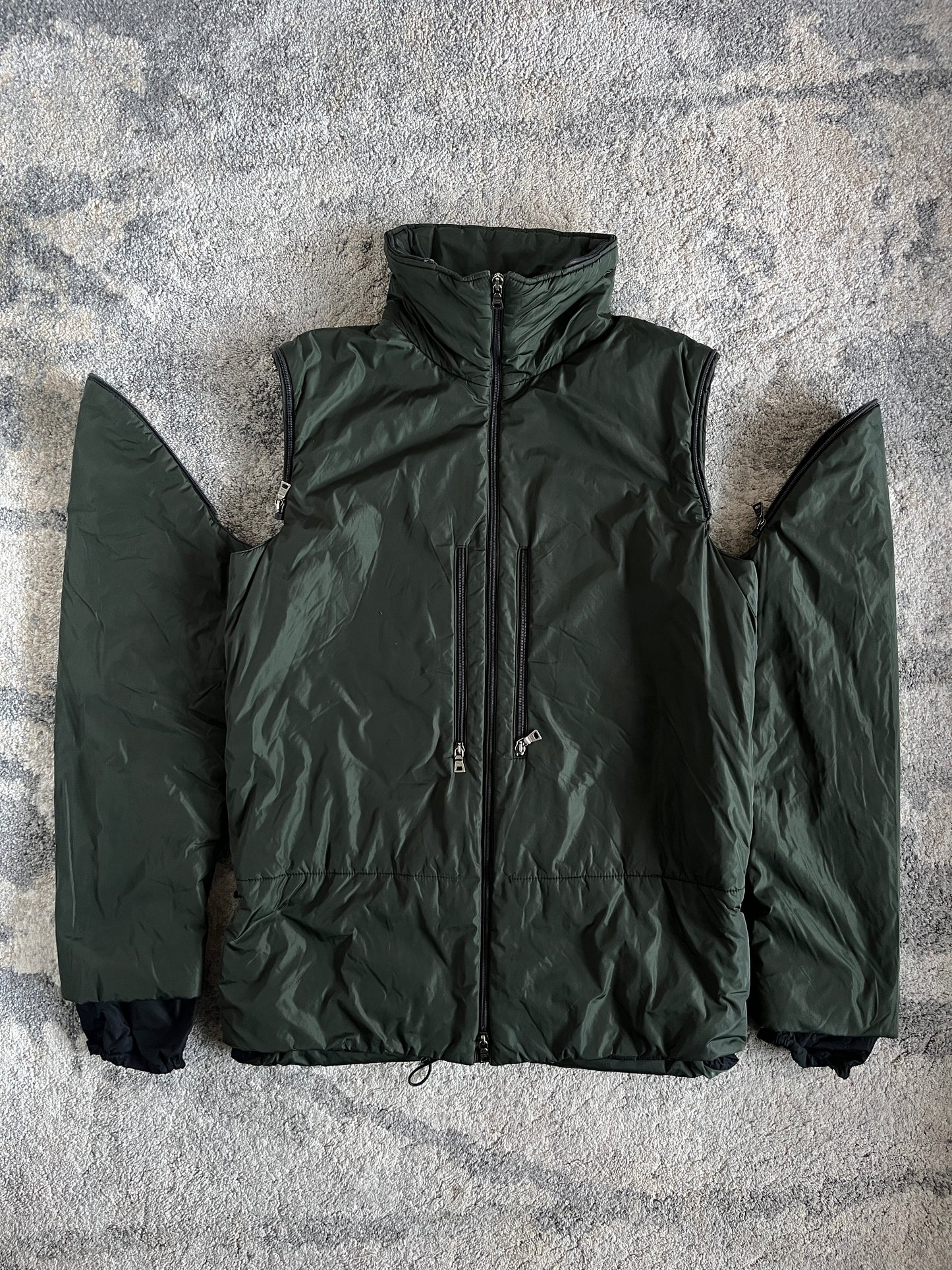 Prada FW2000 nylon padded convertible jacket