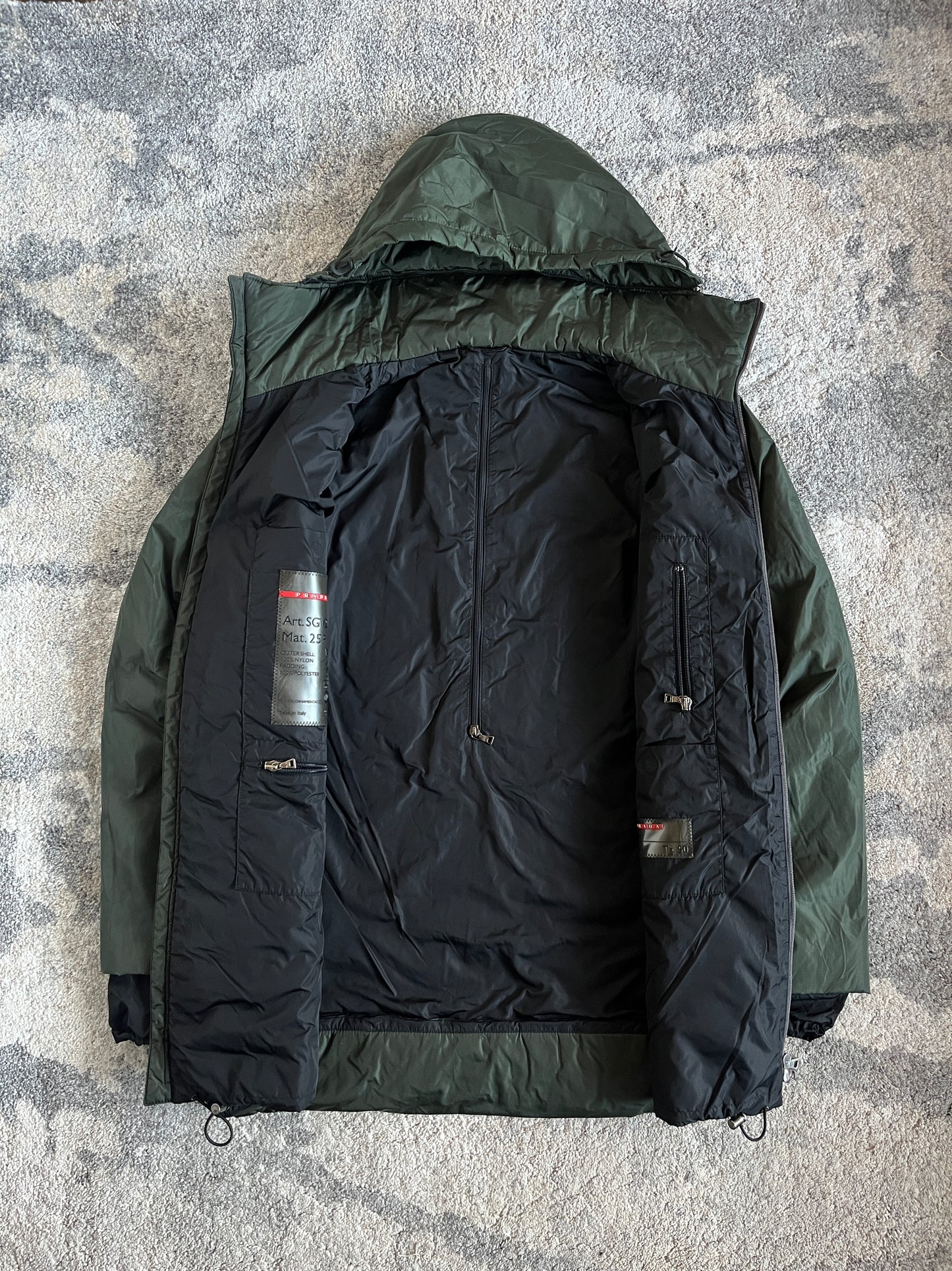 Prada FW2000 nylon padded convertible jacket